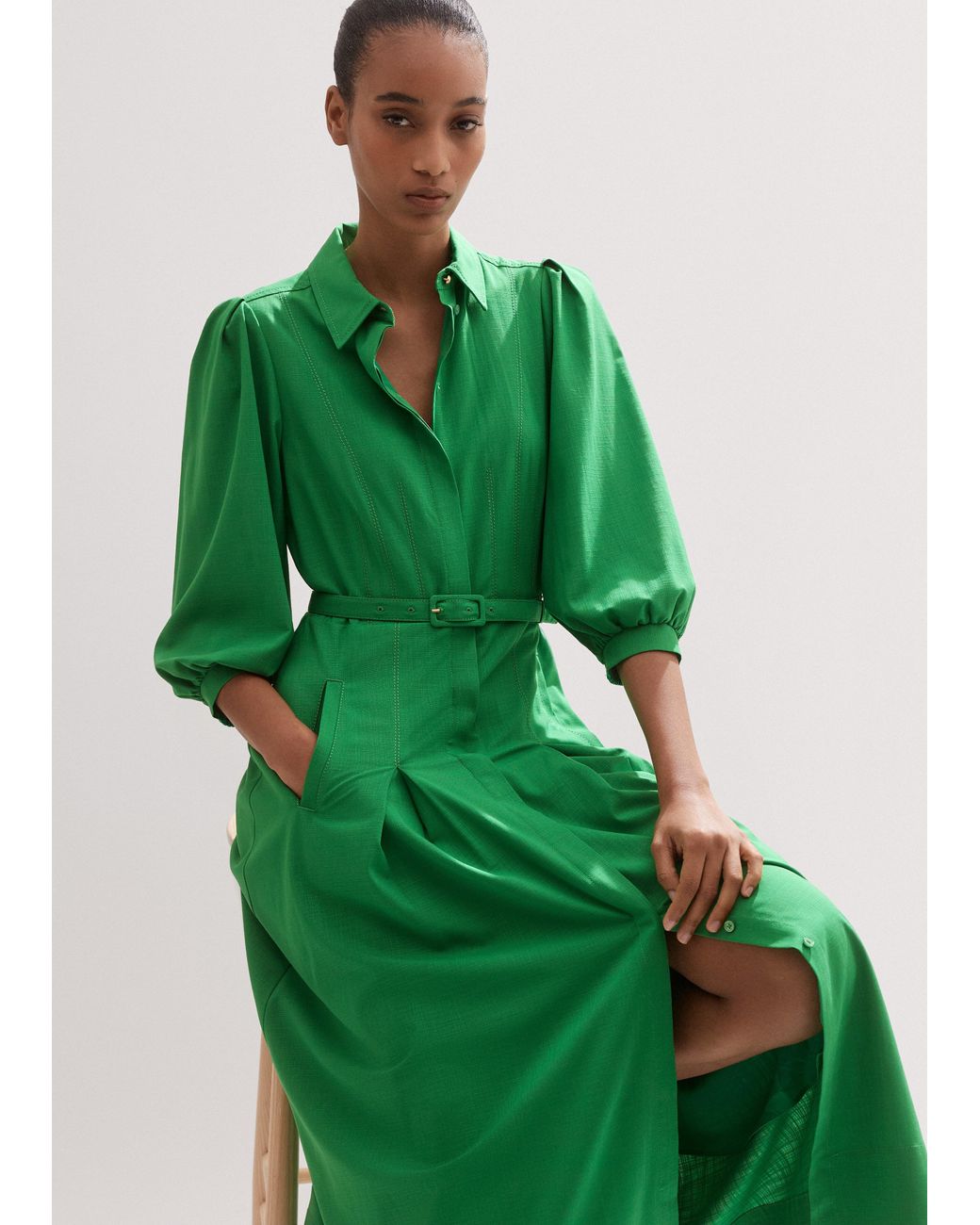 green emerald velvet dress Guinevere Shirt Dress main image 0