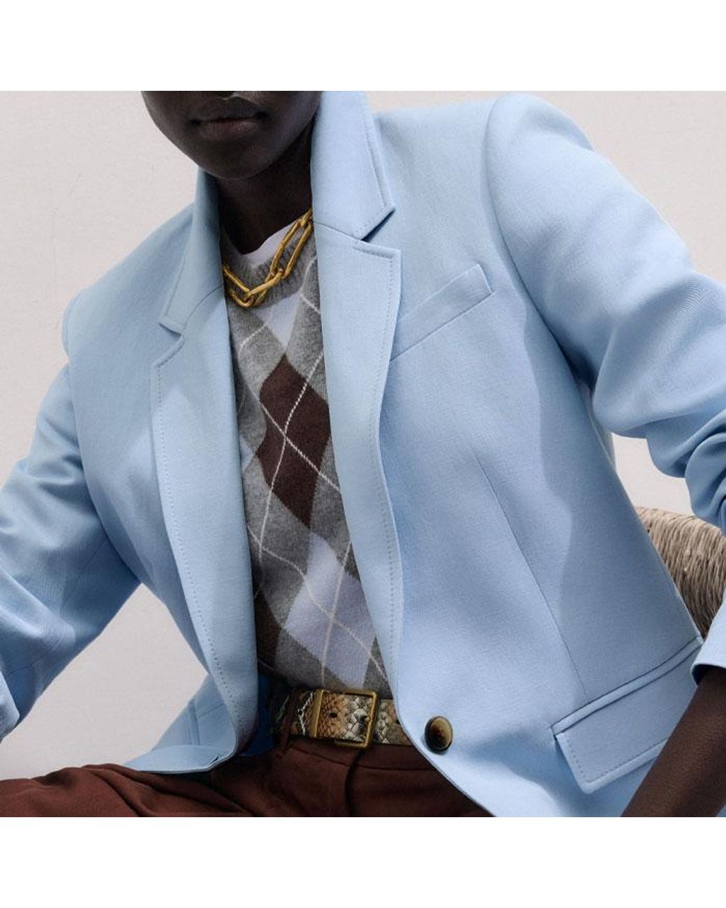 ME+EM Blue Sharp Shoulder Jacket