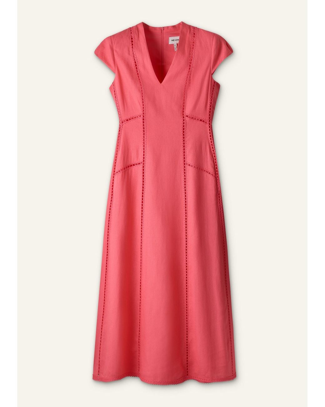 ME+EM Pink Crease-Less Embroidery Stitch Detail Maxi Dress