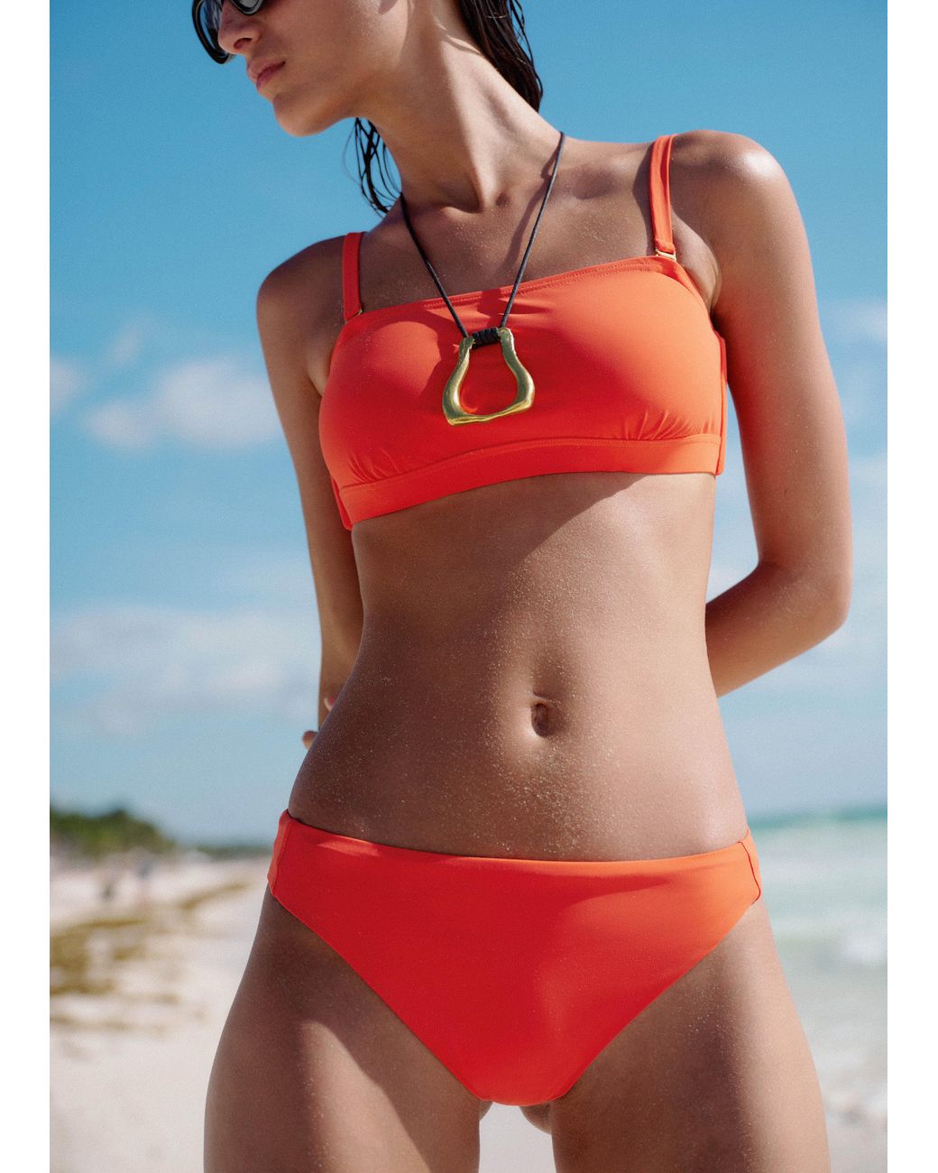 ME+EM Red Adjustable-Rise Bikini Bottom