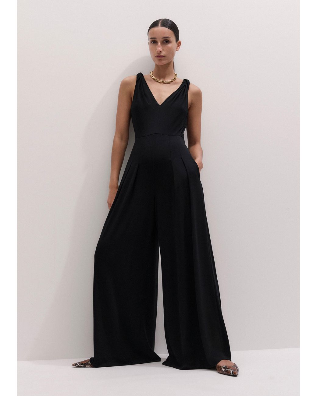 ME+EM Blue Twist Strap Modal Jumpsuit + Belt