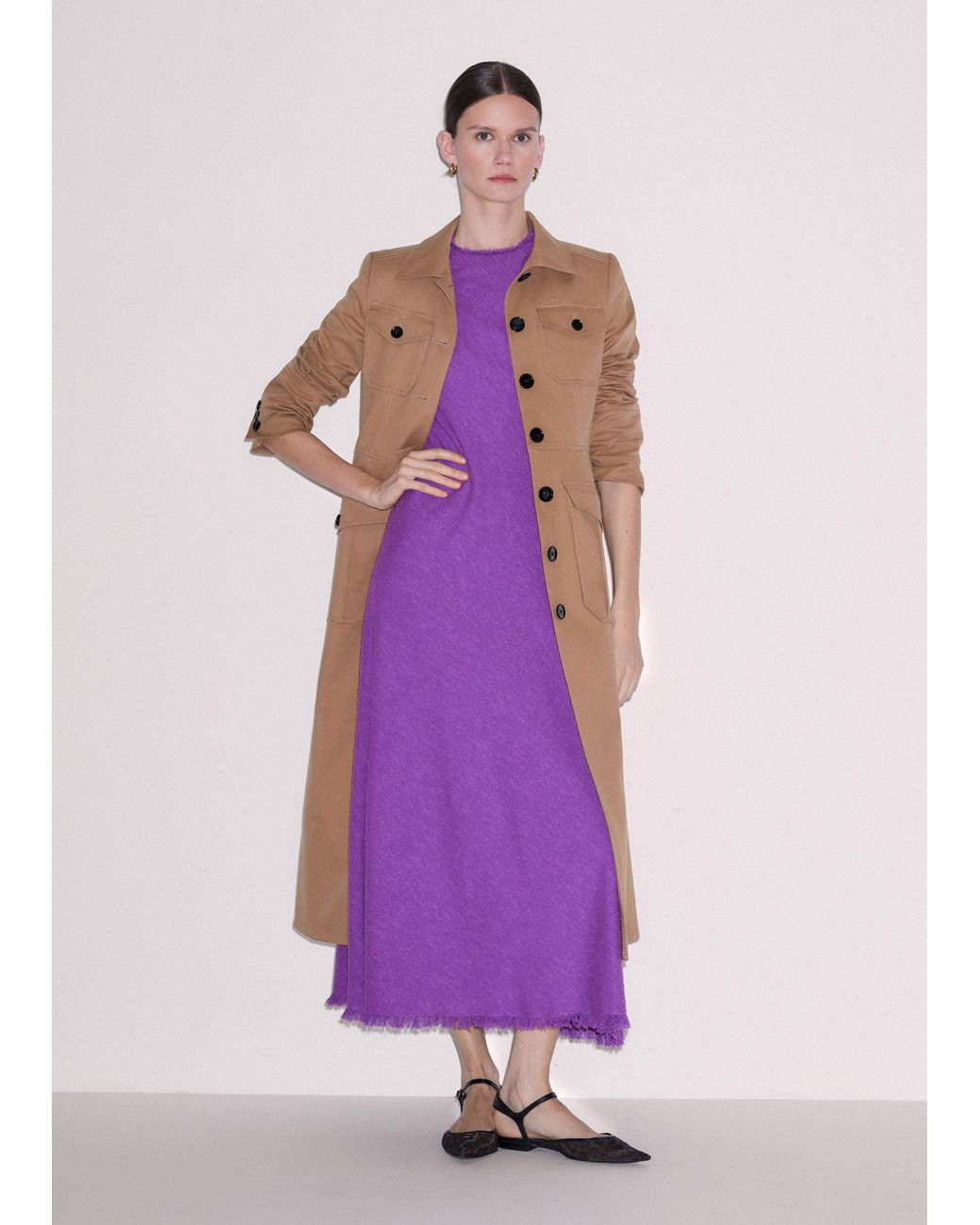 ME+EM Purple Bias Cut Am-Pm Maxi Dress