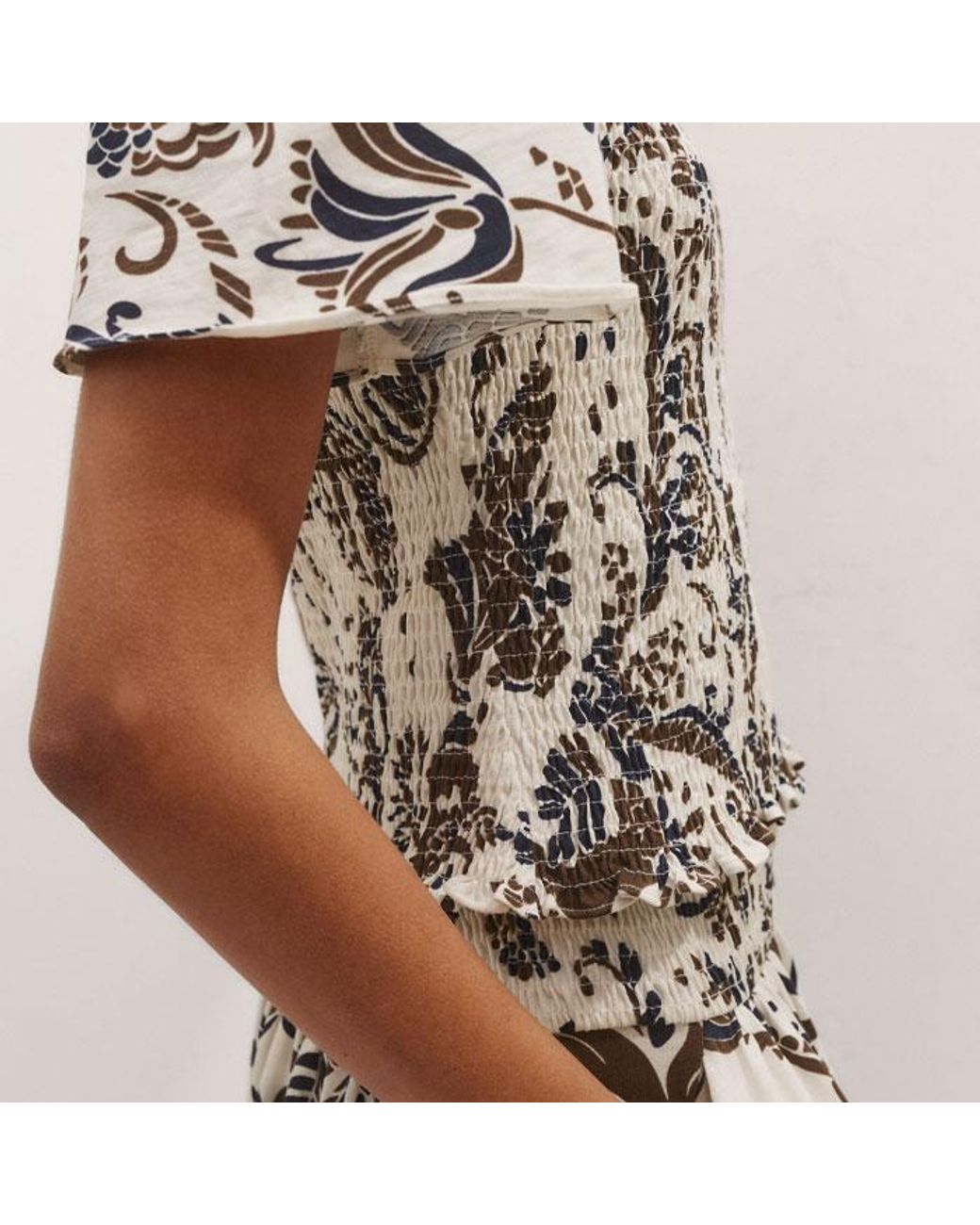 ME+EM Blue Silhouette Print Smock Top