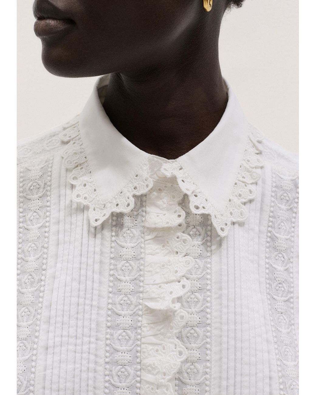 ME+EM Multicolor Cotton Voile Trim Detail Blouse