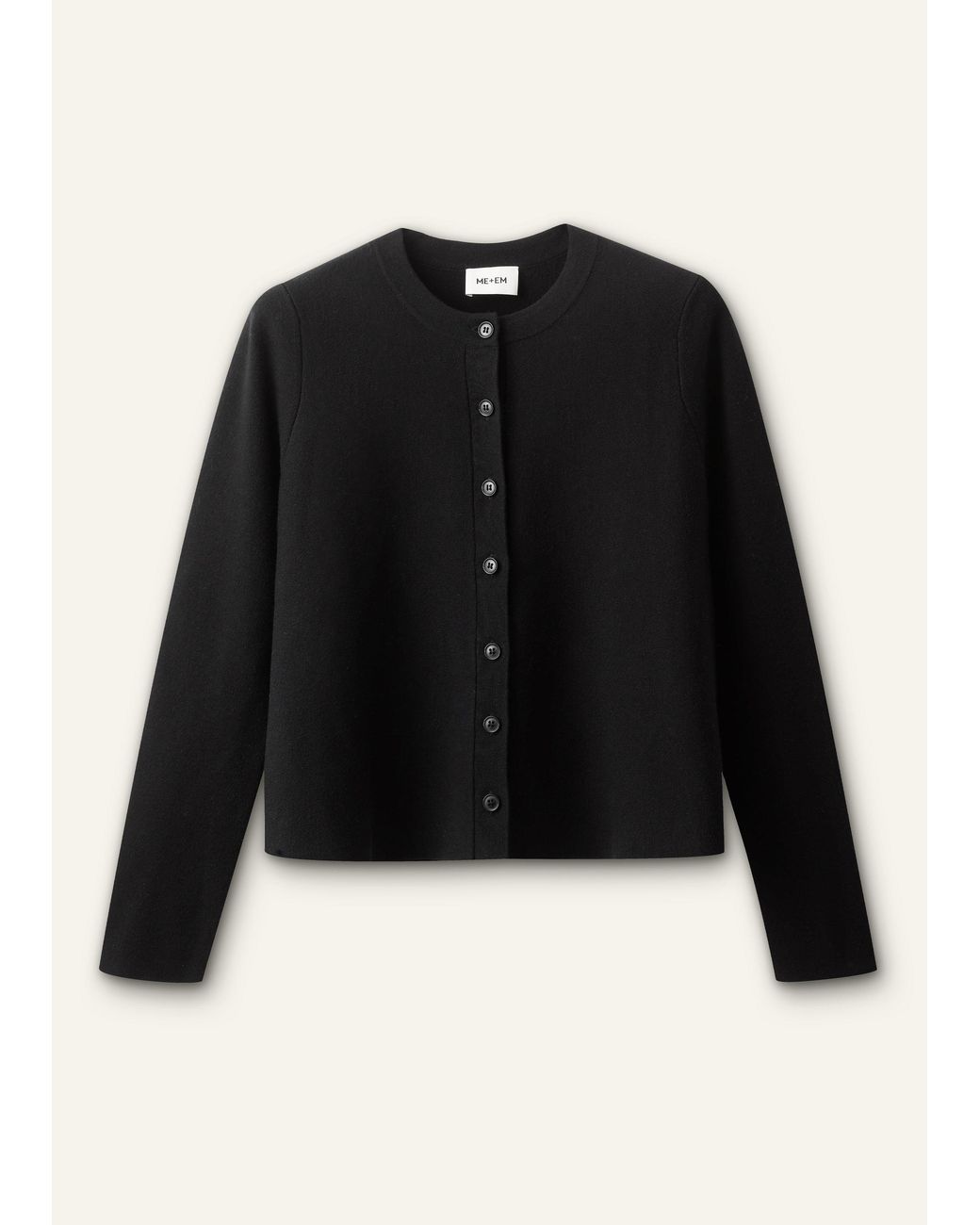 ME+EM Black Wool Stretch Button Through Swing Cardigan