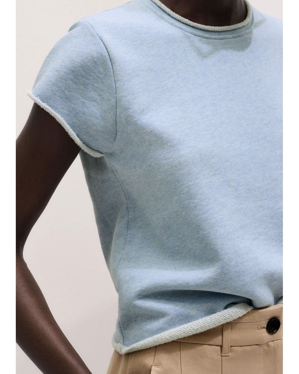 ME+EM Blue Baby Tee Lightweight Sweatshirt