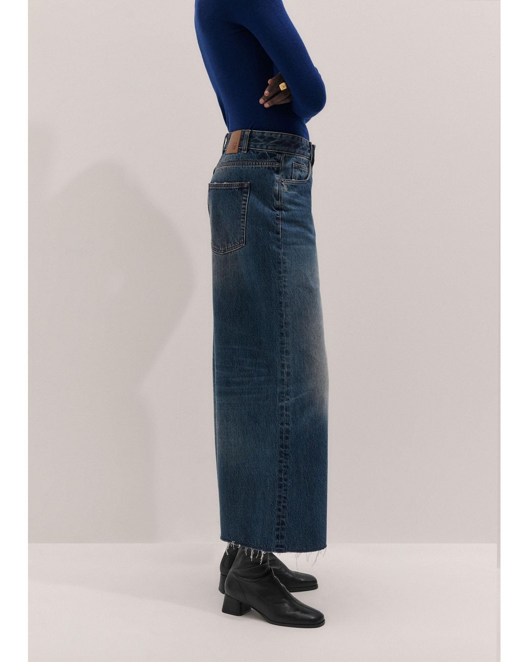 ME+EM Blue Super Wide Crop Jean