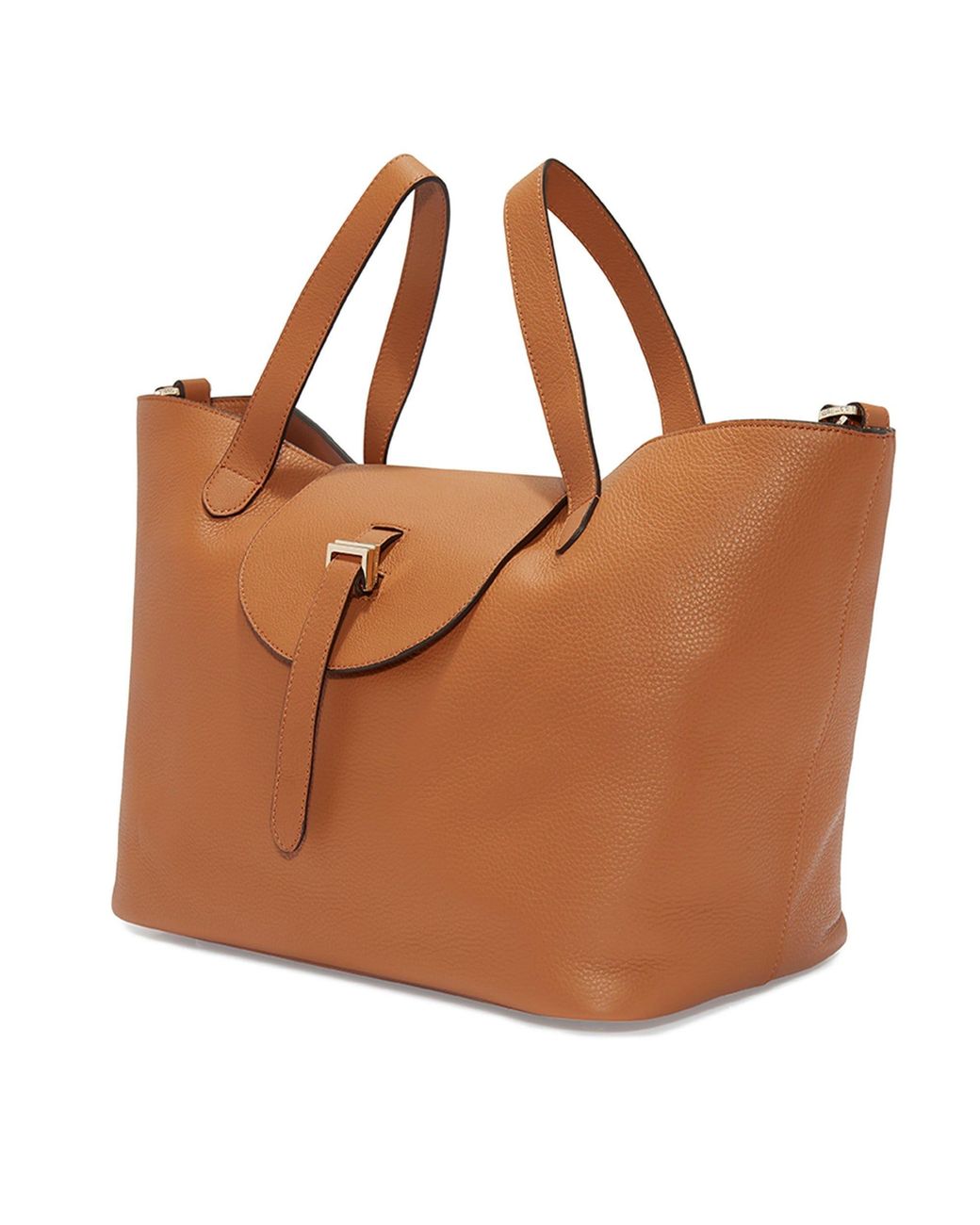 meli melo Thela Tan Brown Leather Tote Bag For Women in Orange