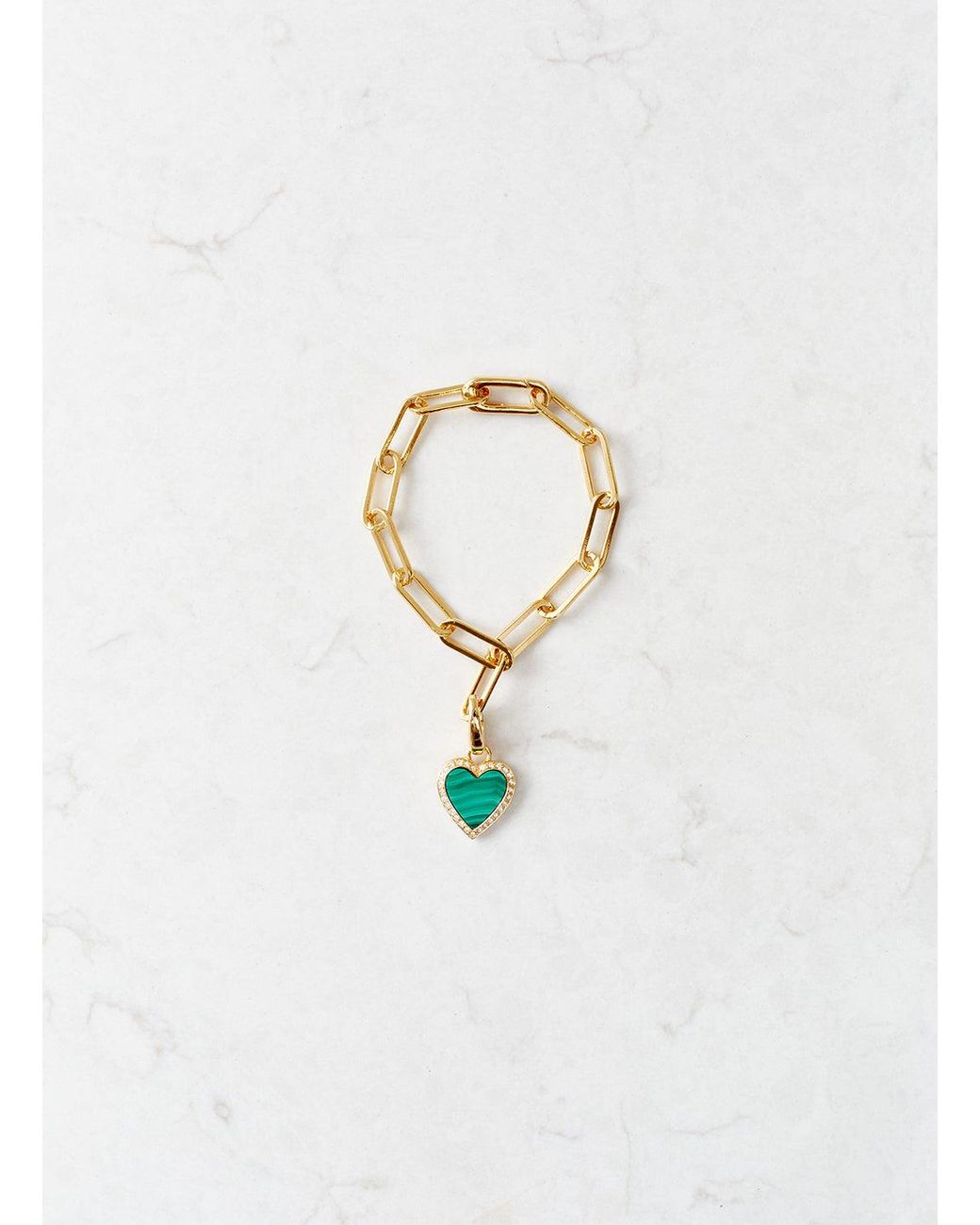Melissa Odabash Metallic Malachite Heart Chain Bracelet