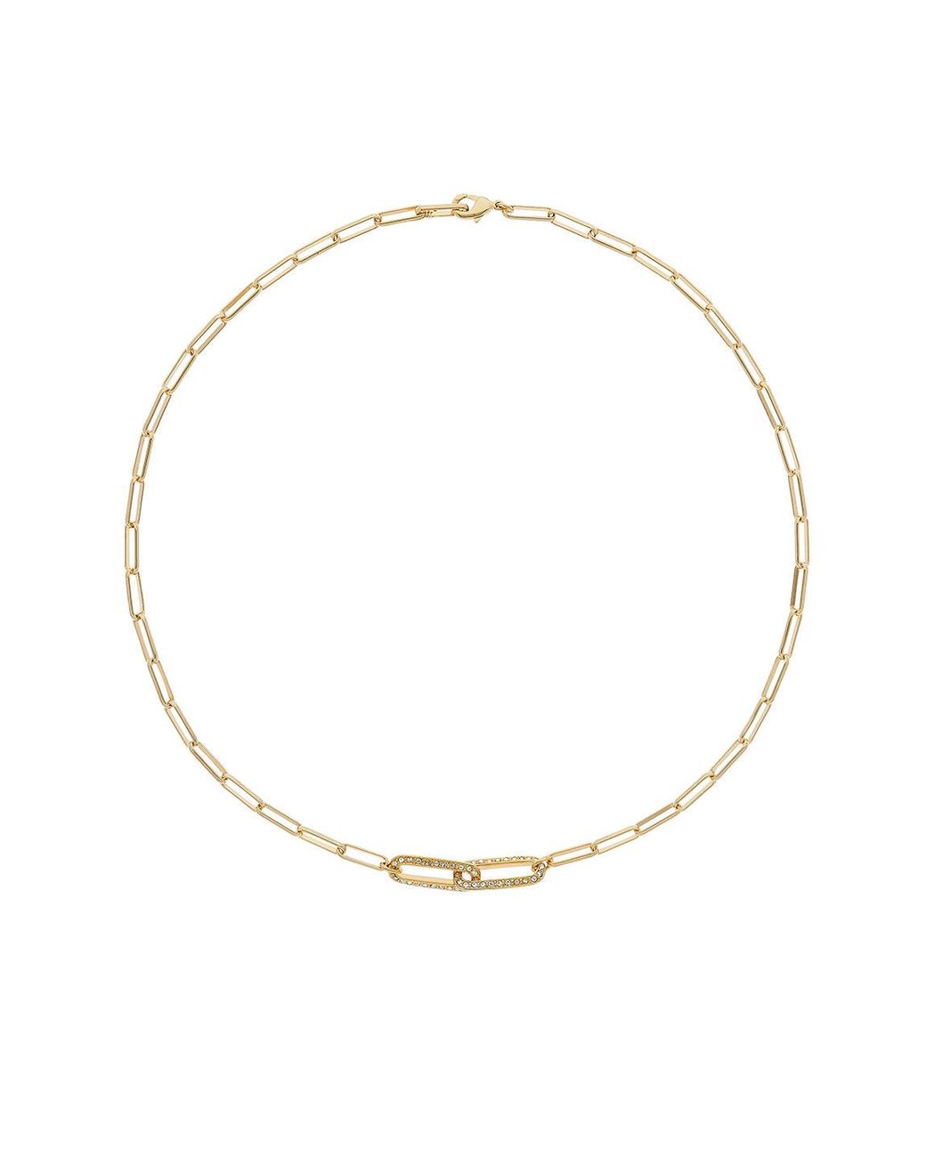 Melissa Odabash White Mini Paperclip With Crystal Link Necklace