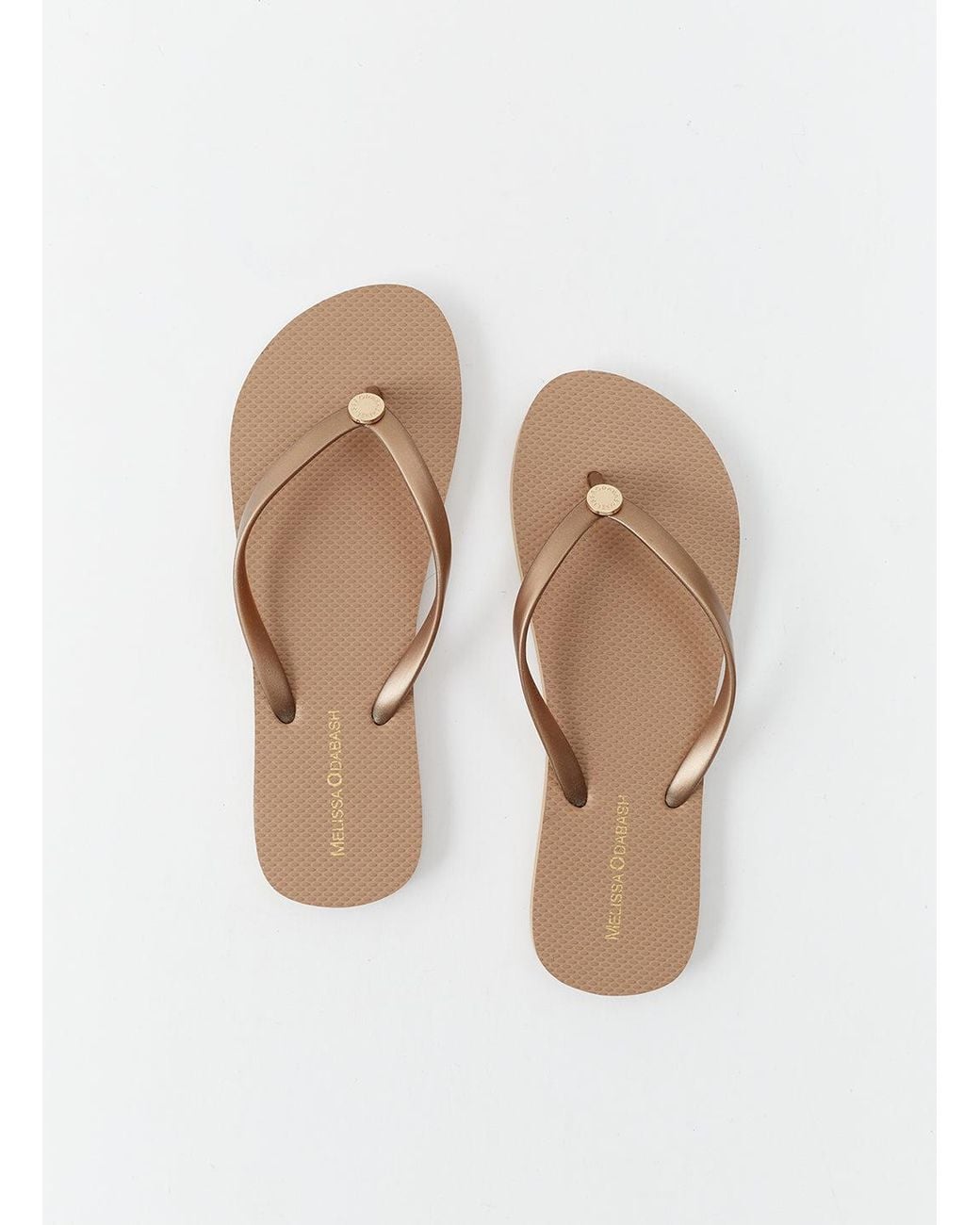 Melissa Odabash White Rubber Bronze Flip Flops