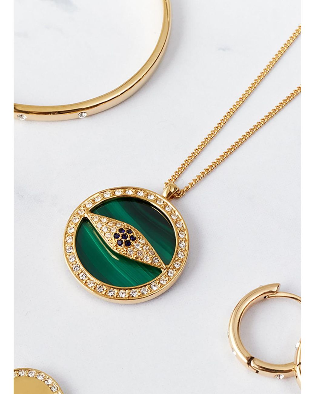 Melissa Odabash Metallic Malachite Eye Long Pendant