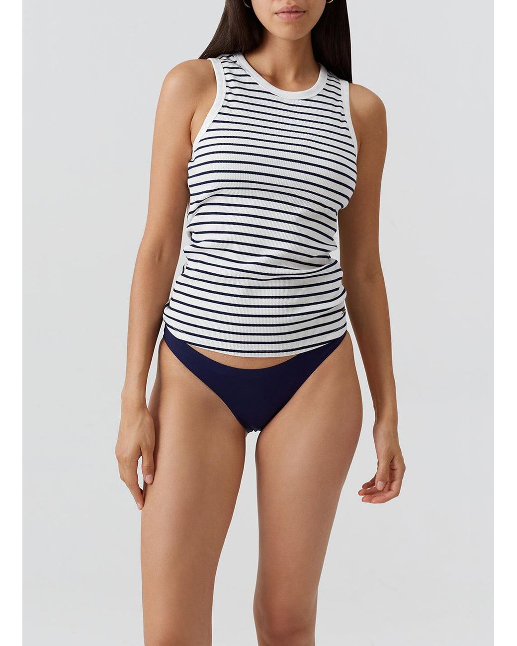 Melissa Odabash Gray Exclusive Frankie Stripe Tank