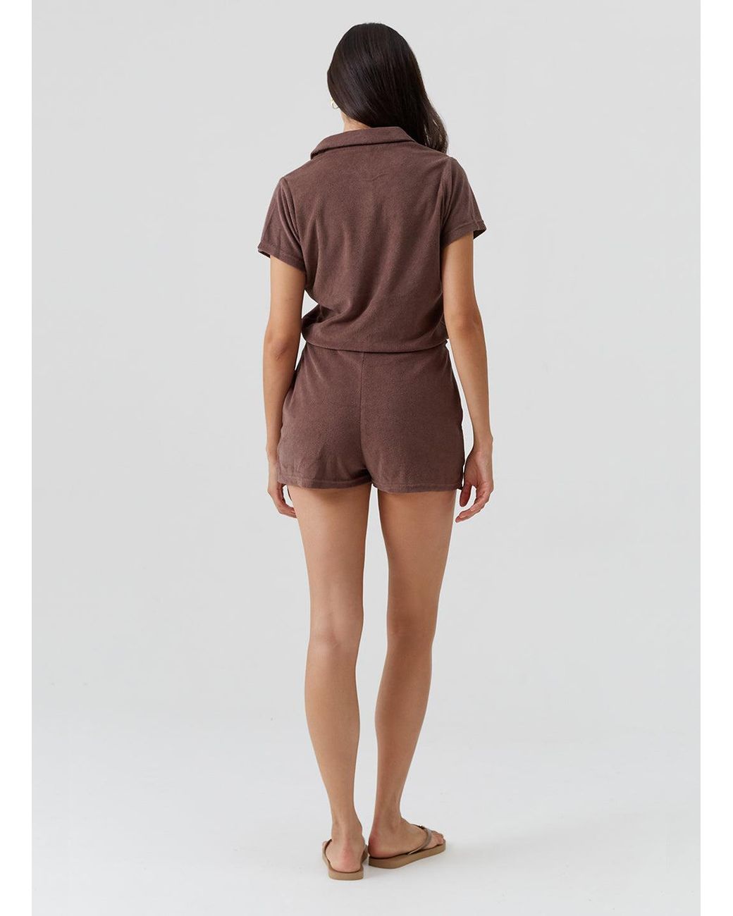 Melissa Odabash Brown Cheryl Coffee Playsuit