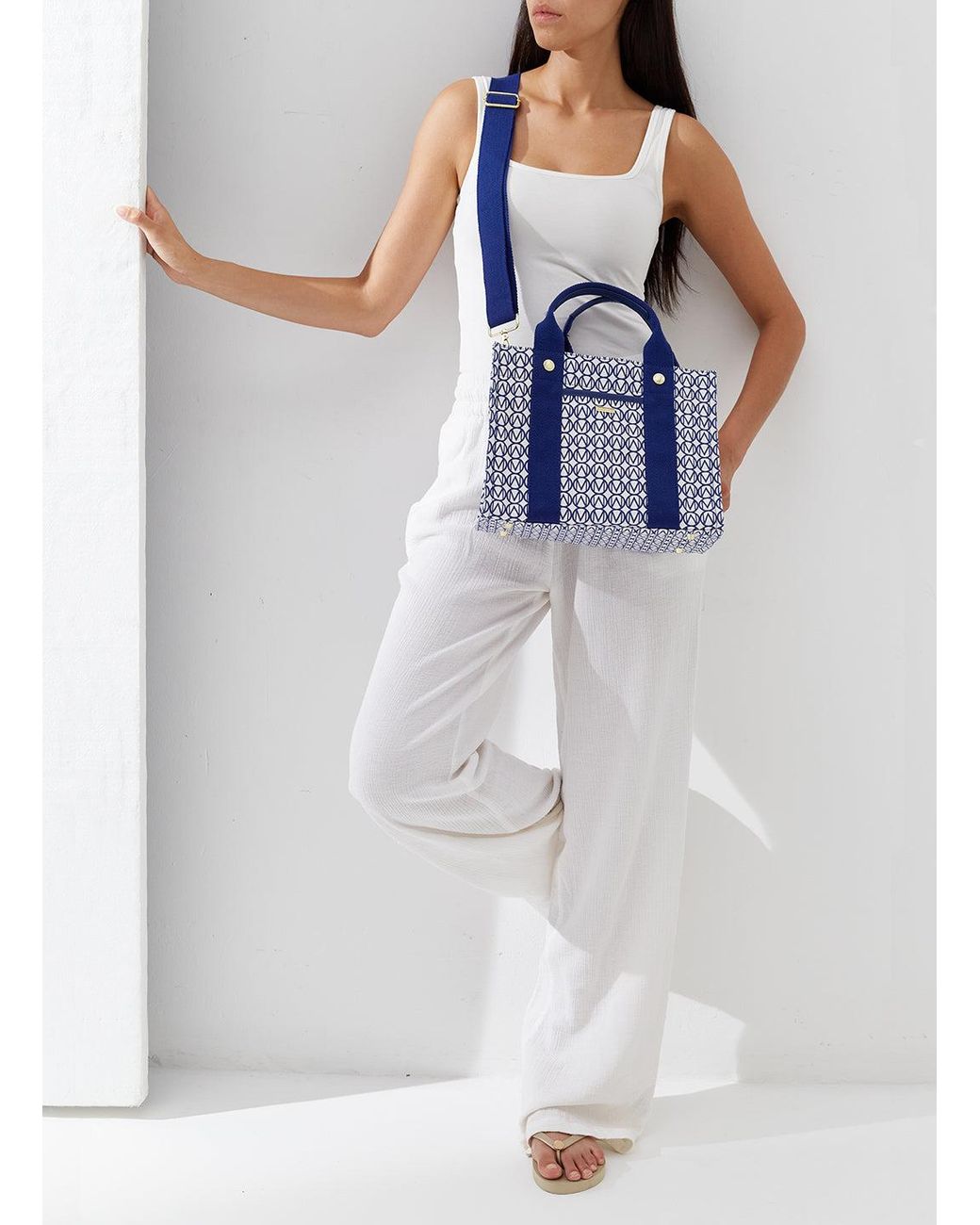 Melissa Odabash Blue Rhodes Logo Tote
