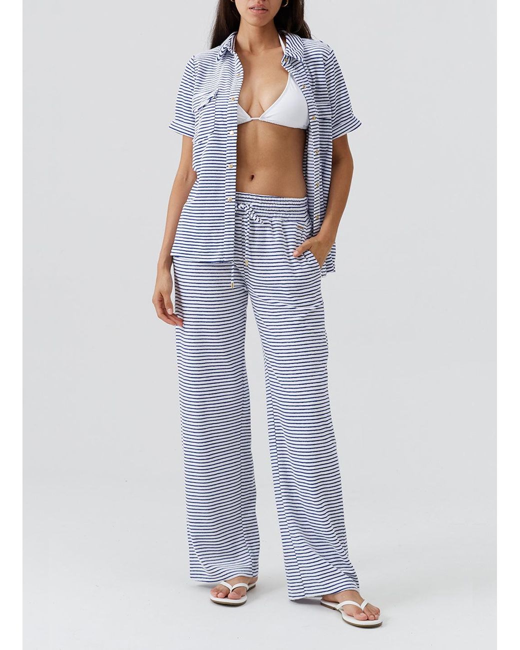 Melissa Odabash Blue Betty Stripe Trousers