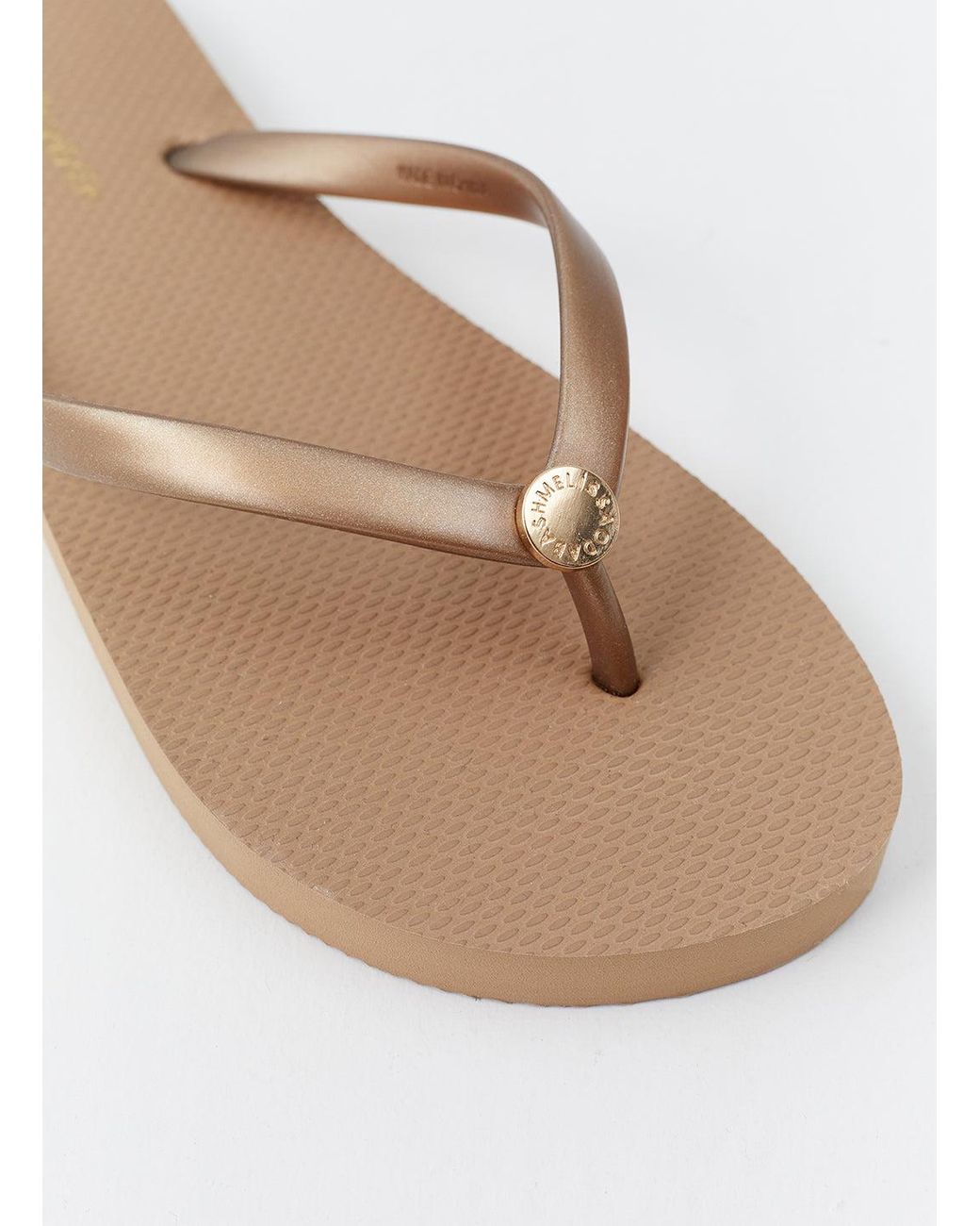Melissa Odabash White Rubber Bronze Flip Flops