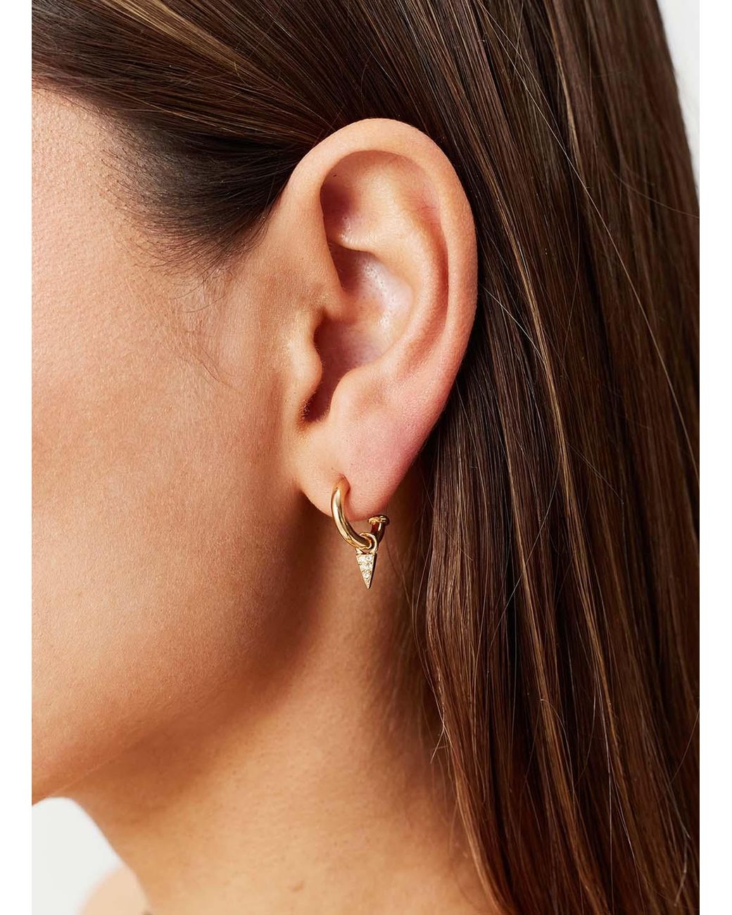 Melissa Odabash Metallic Crystal Spike Charm Hoop Earrings
