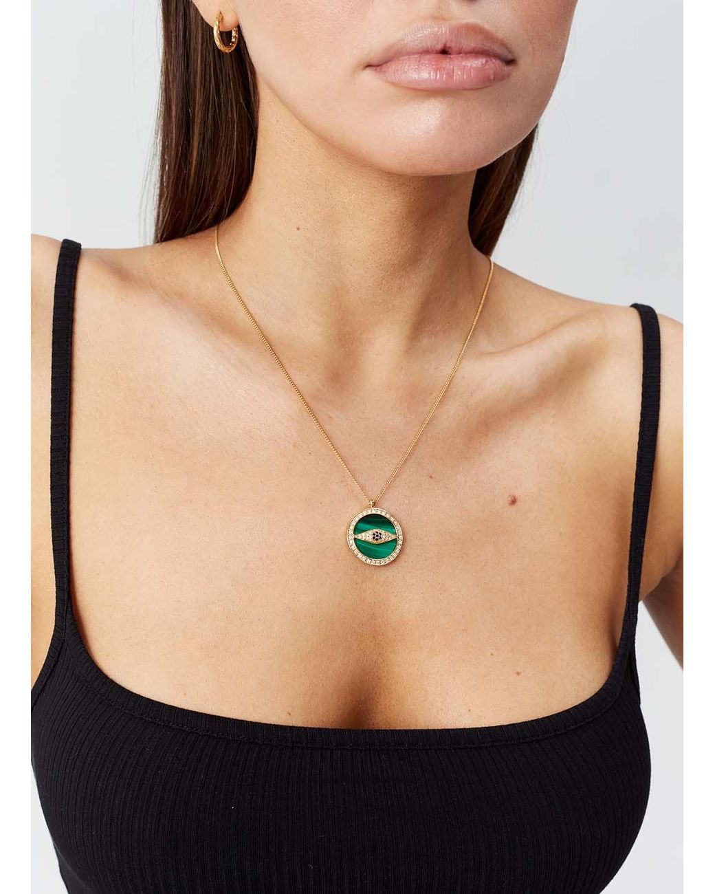 Melissa Odabash Metallic Malachite Eye Long Pendant