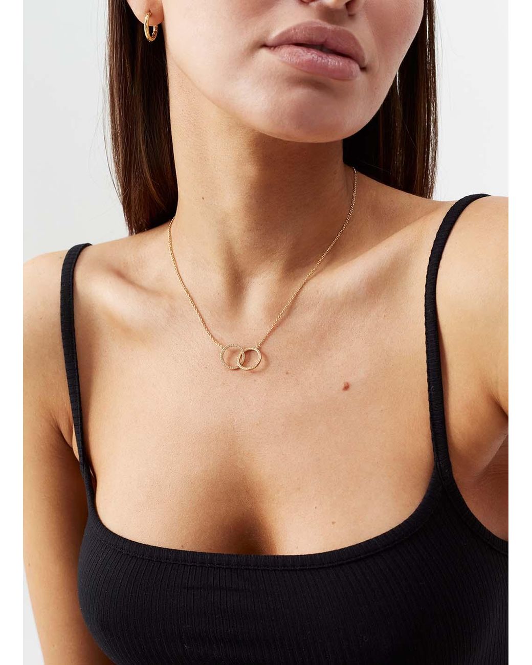 Melissa Odabash Metallic Crystal Double Hoop Necklace