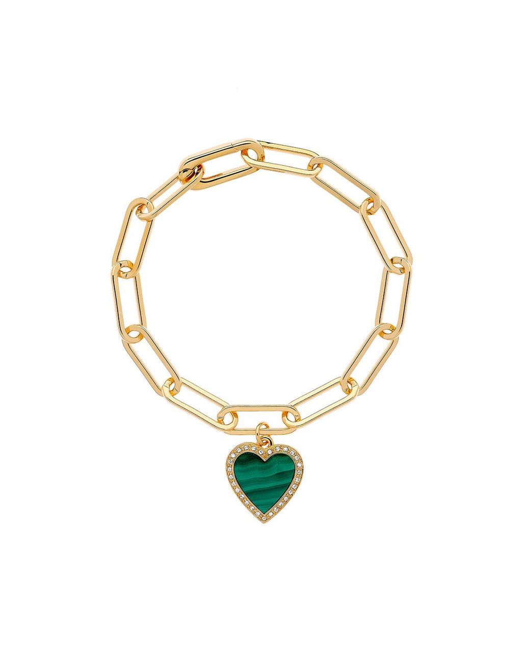Melissa Odabash Metallic Malachite Heart Chain Bracelet