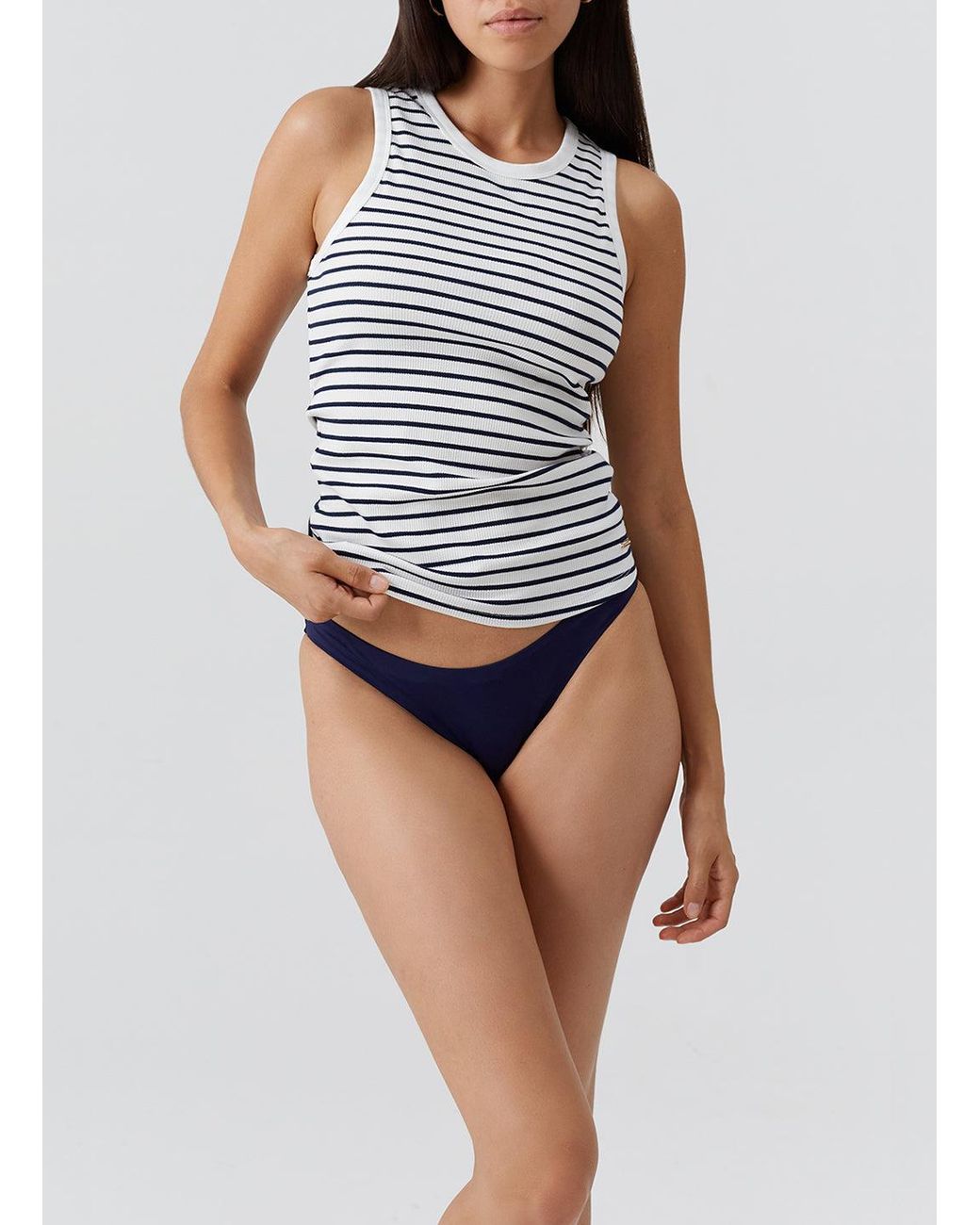 Melissa Odabash Gray Exclusive Frankie Stripe Tank