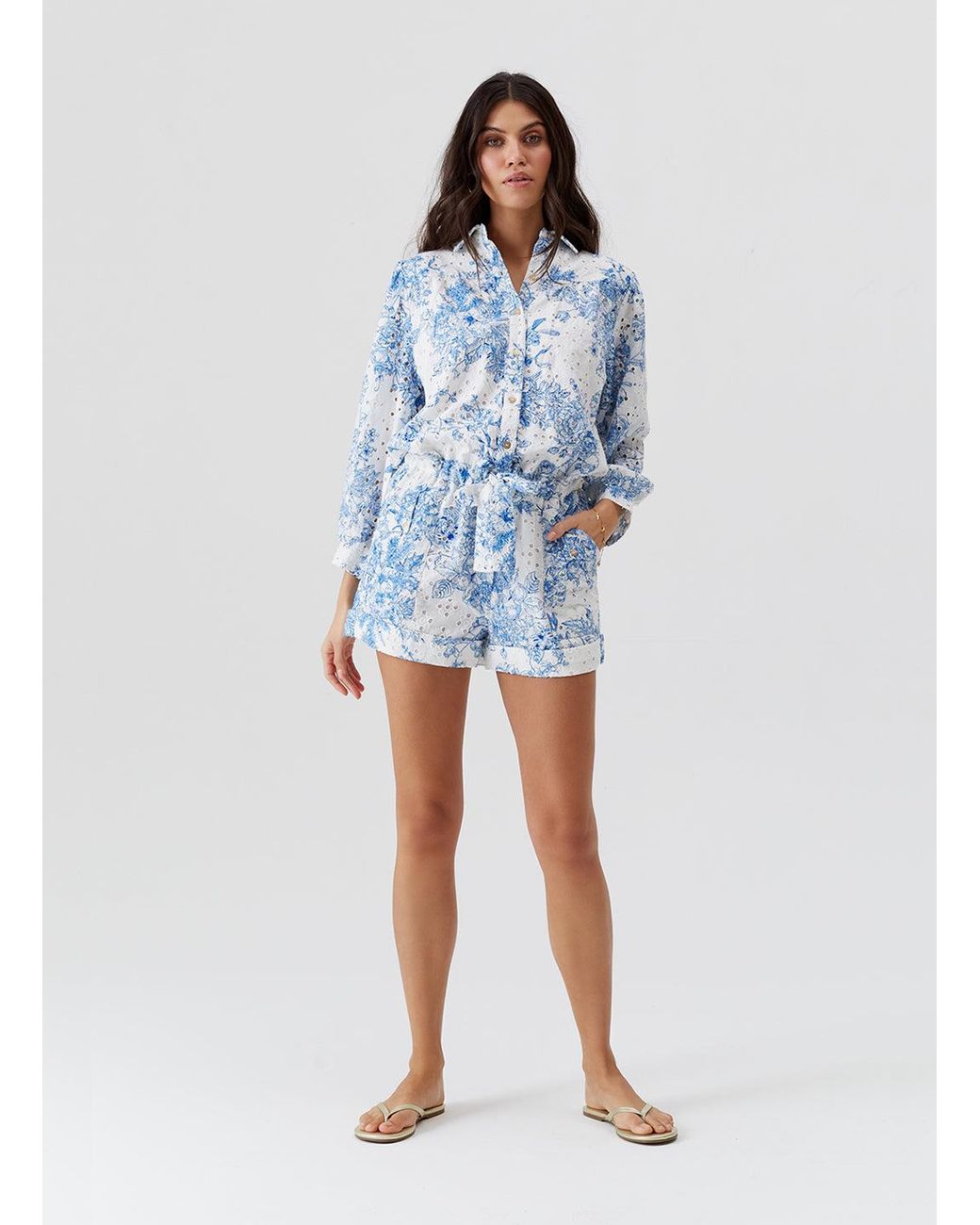 Melissa Odabash Blue Suri Coastal Playsuit