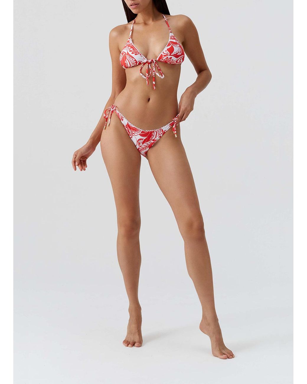 Odabash UK Red Adelaide Floral Bikini Top