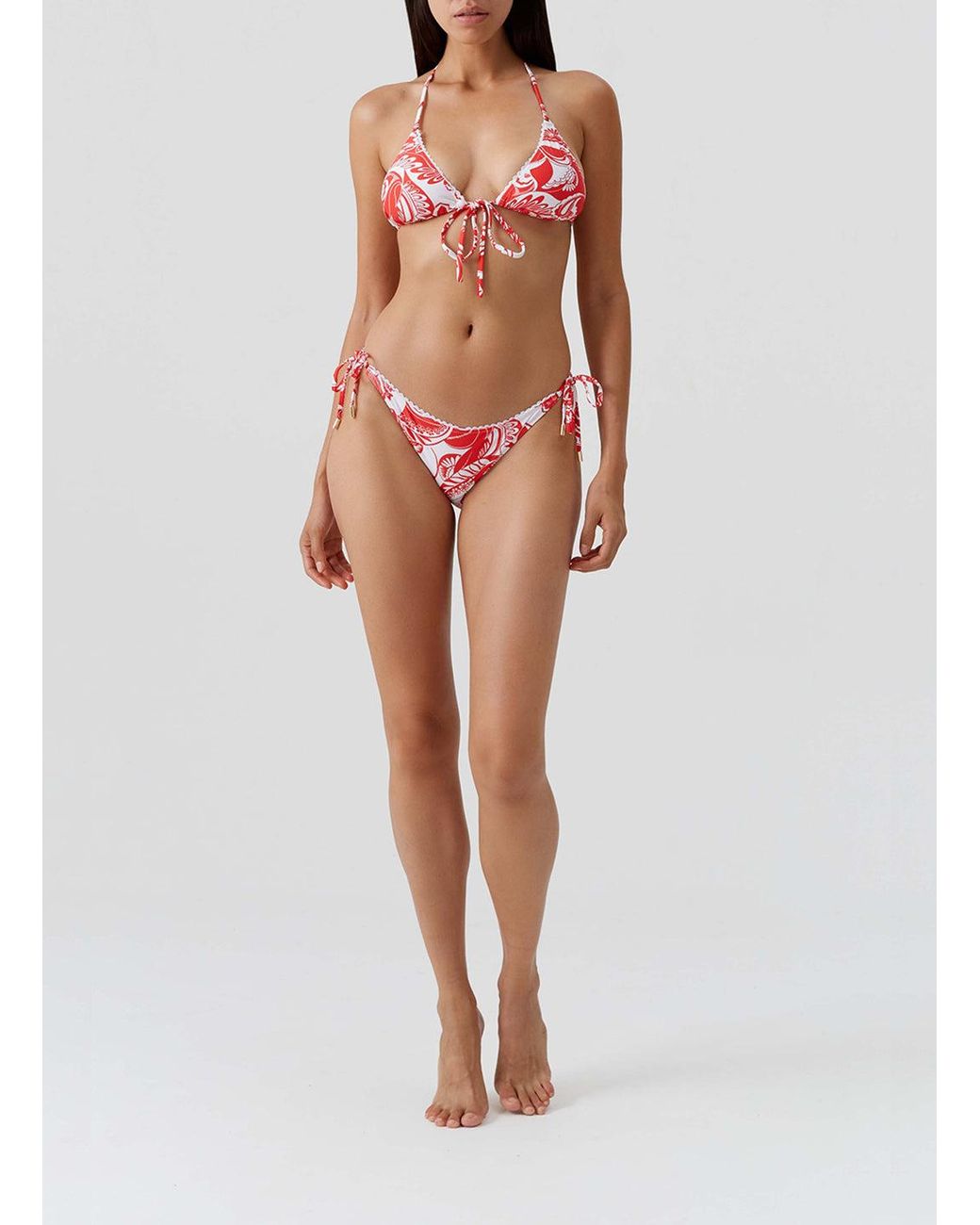 Odabash UK Red Adelaide Floral Bikini Top