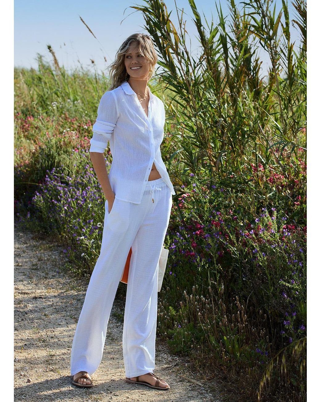 Melissa Odabash White Krissy Trouser