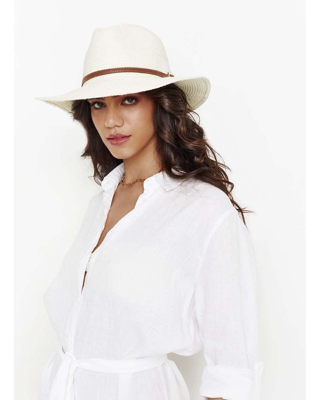 Melissa Odabash White Fedora Tan Hat