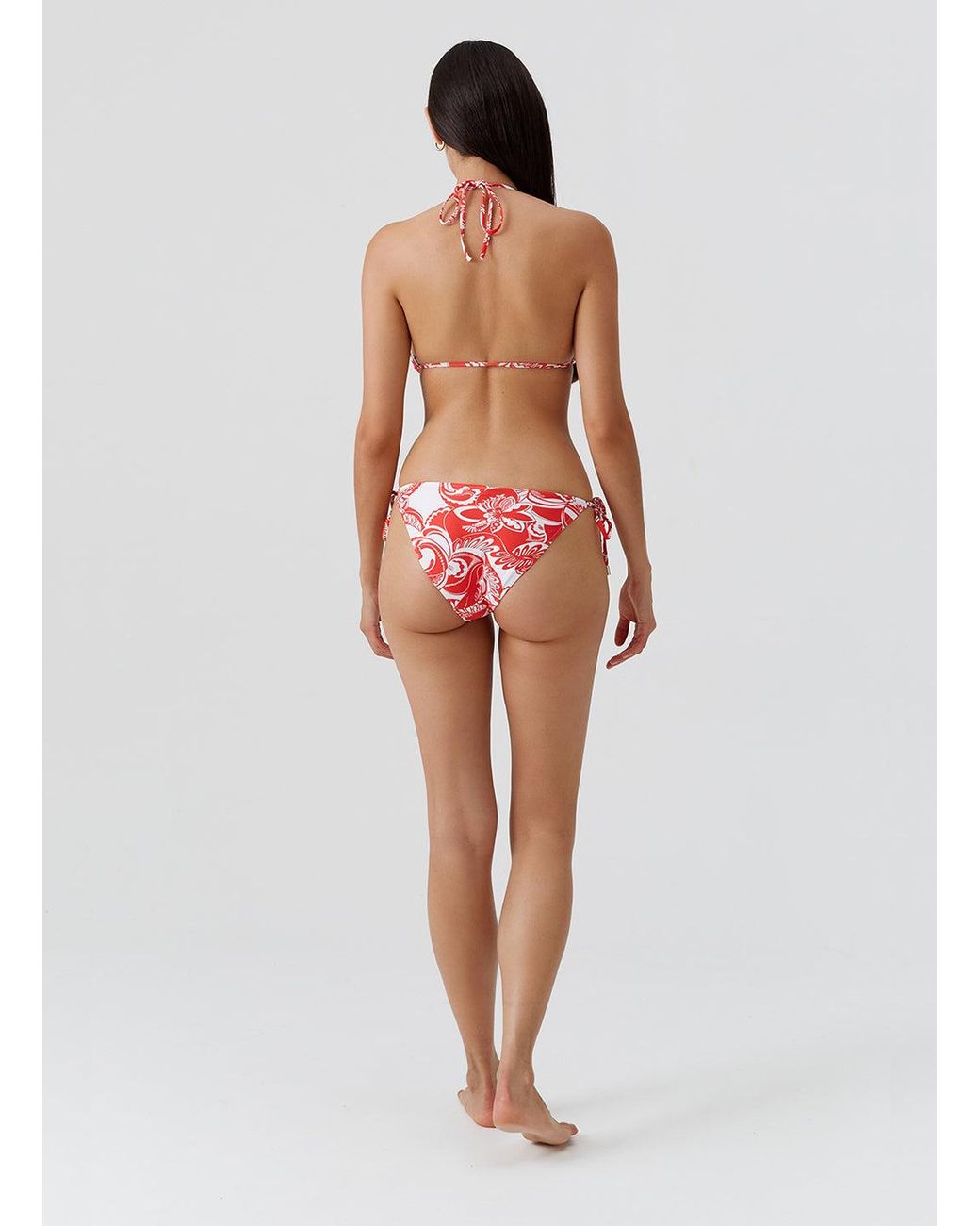 Odabash UK Red Adelaide Floral Bikini Top