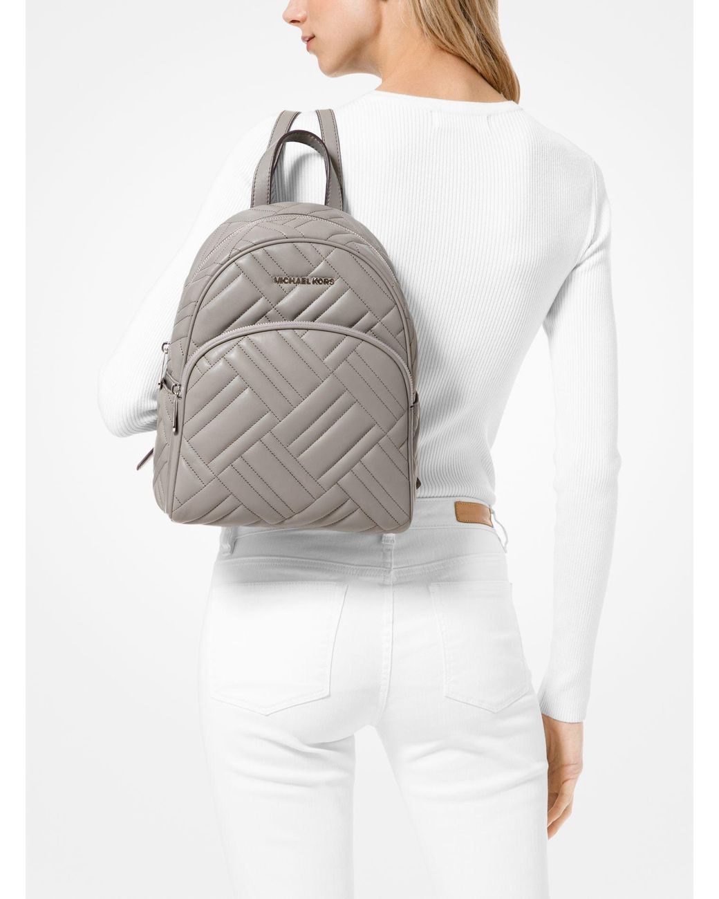 michael kors abbey medium quilted leather backpack