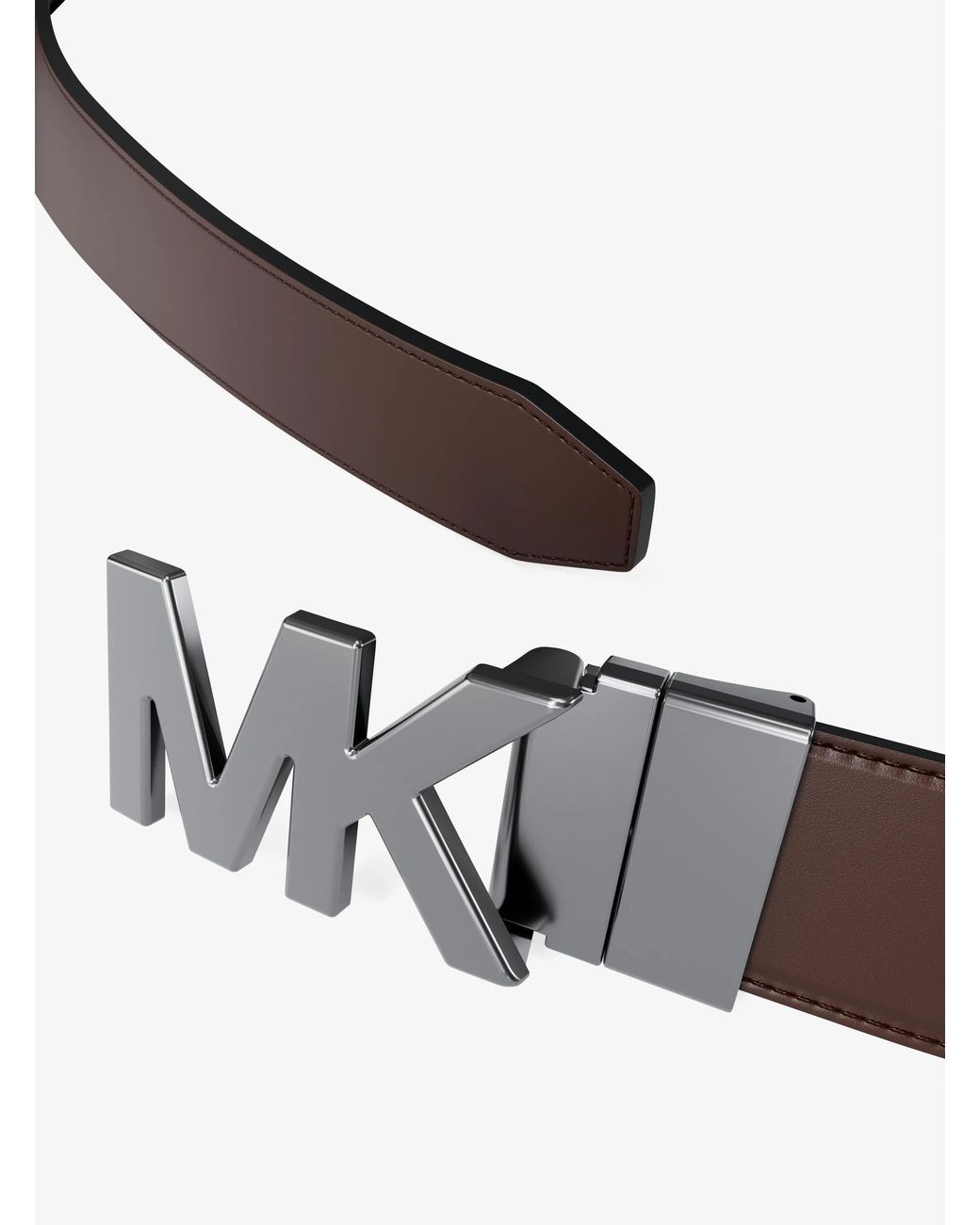 Michael Kors White Michael Kors Reversible Logo Embossed Leather Buckle Belt for men