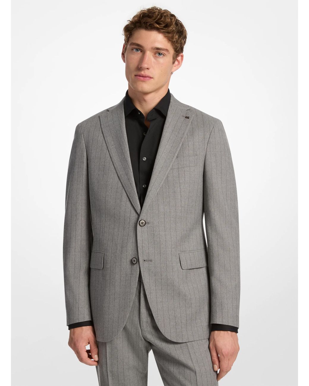 Michael Kors Gray Mk Pinstripe Stretch Wool Blend Blazer for men