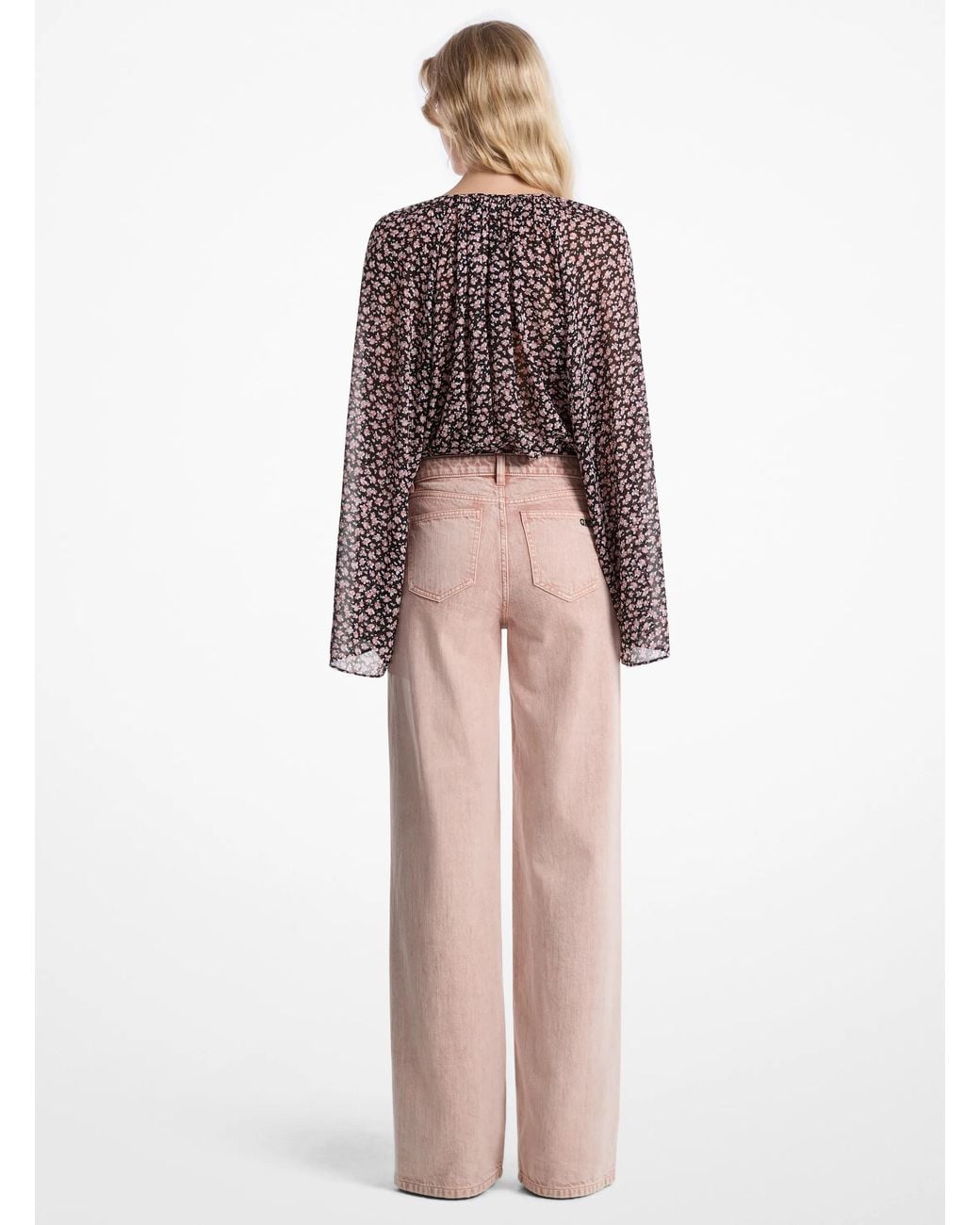 MICHAEL Michael Kors Pink Garment-Dyed Wide Leg Jean