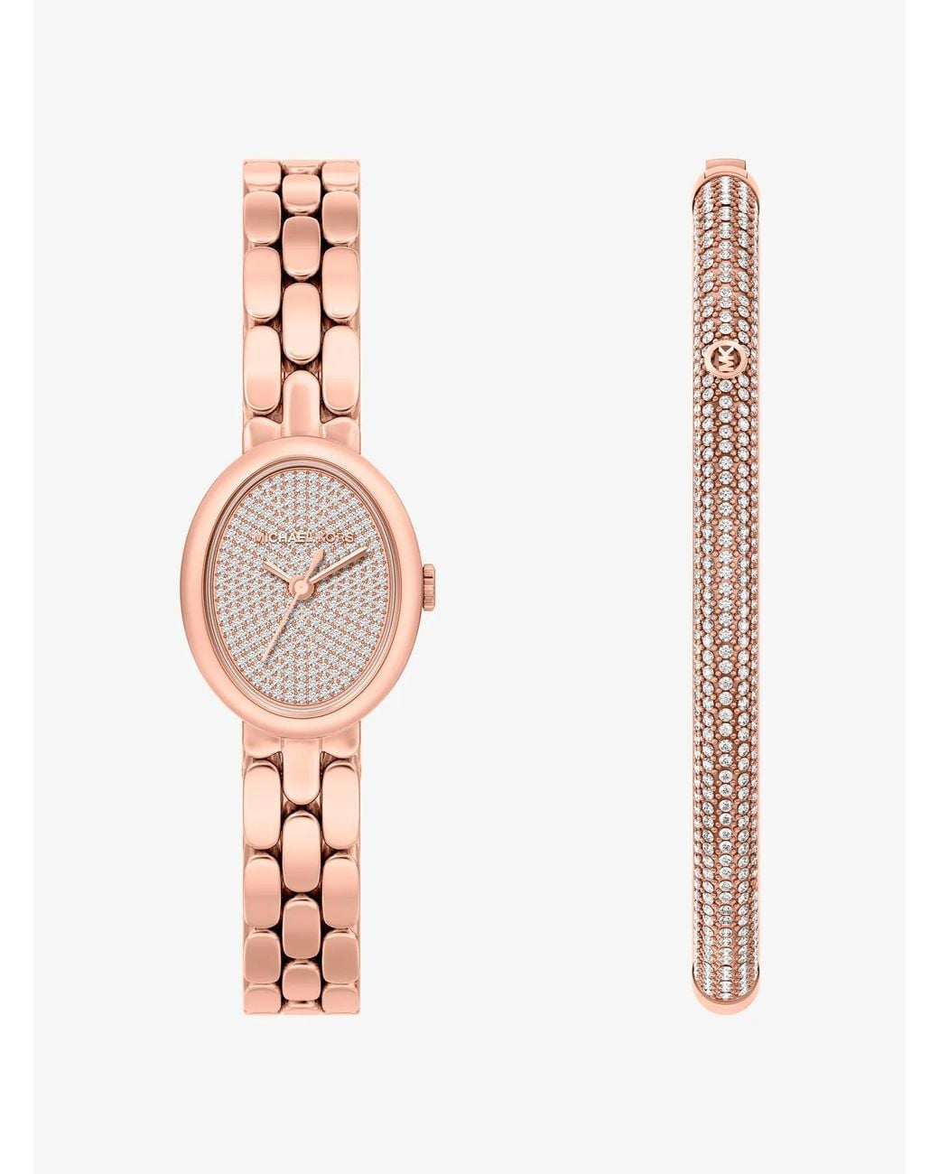 Michael Kors White Petite Maude-Tone Watch And Pavé Bangle Jewelry Gift Set