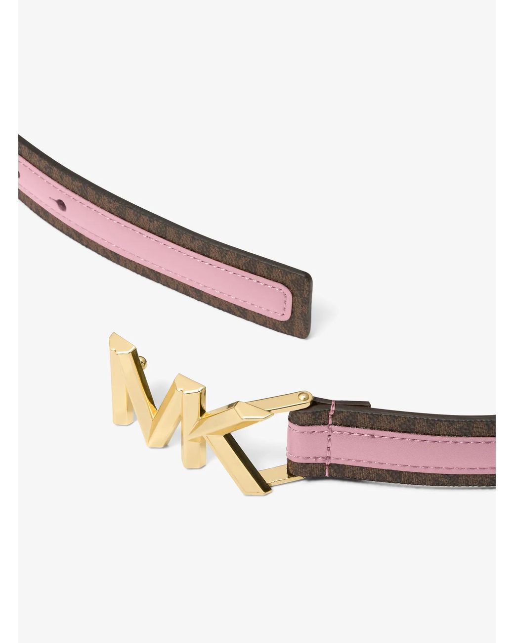 MICHAEL Michael Kors White Mk Signature Logo And Leather Belt