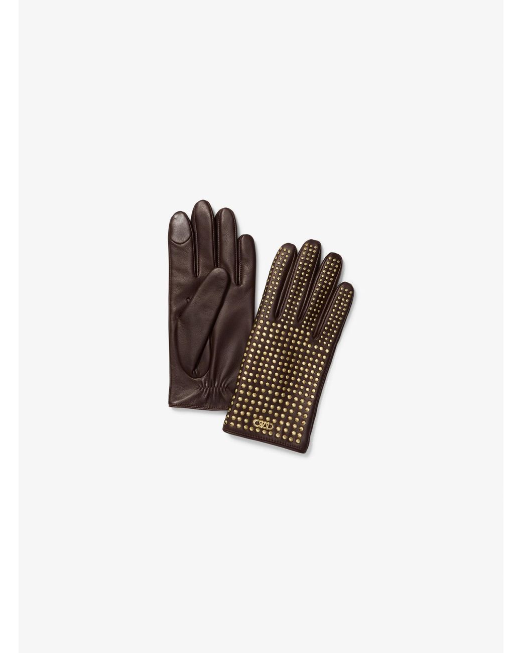 MICHAEL Michael Kors Brown Mk Studded Leather Gloves