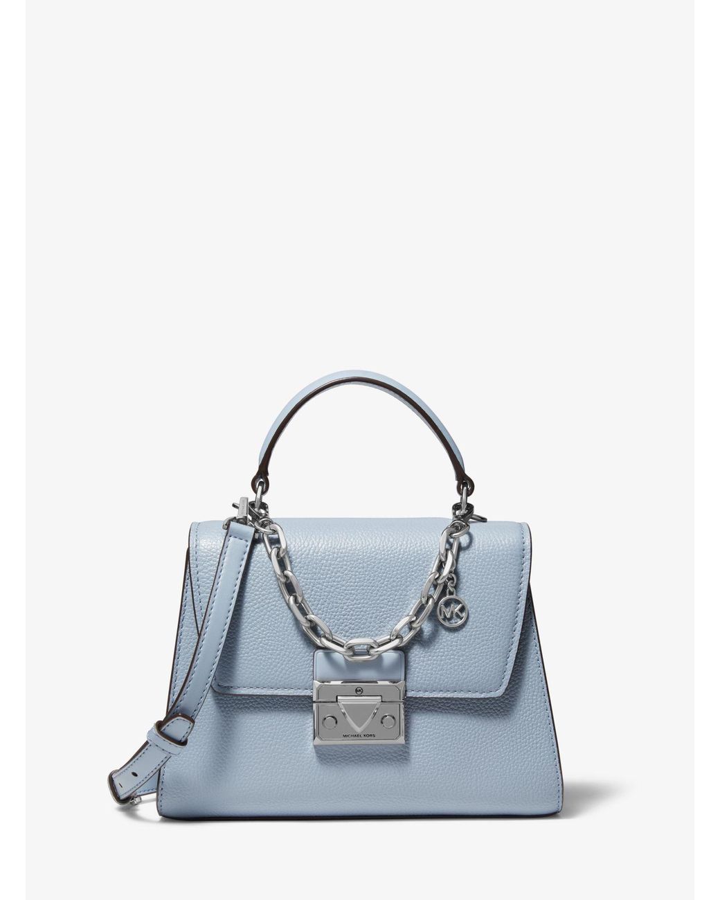 Michael Kors Serena Small Pebbled Leather Satchel in Blue | Lyst