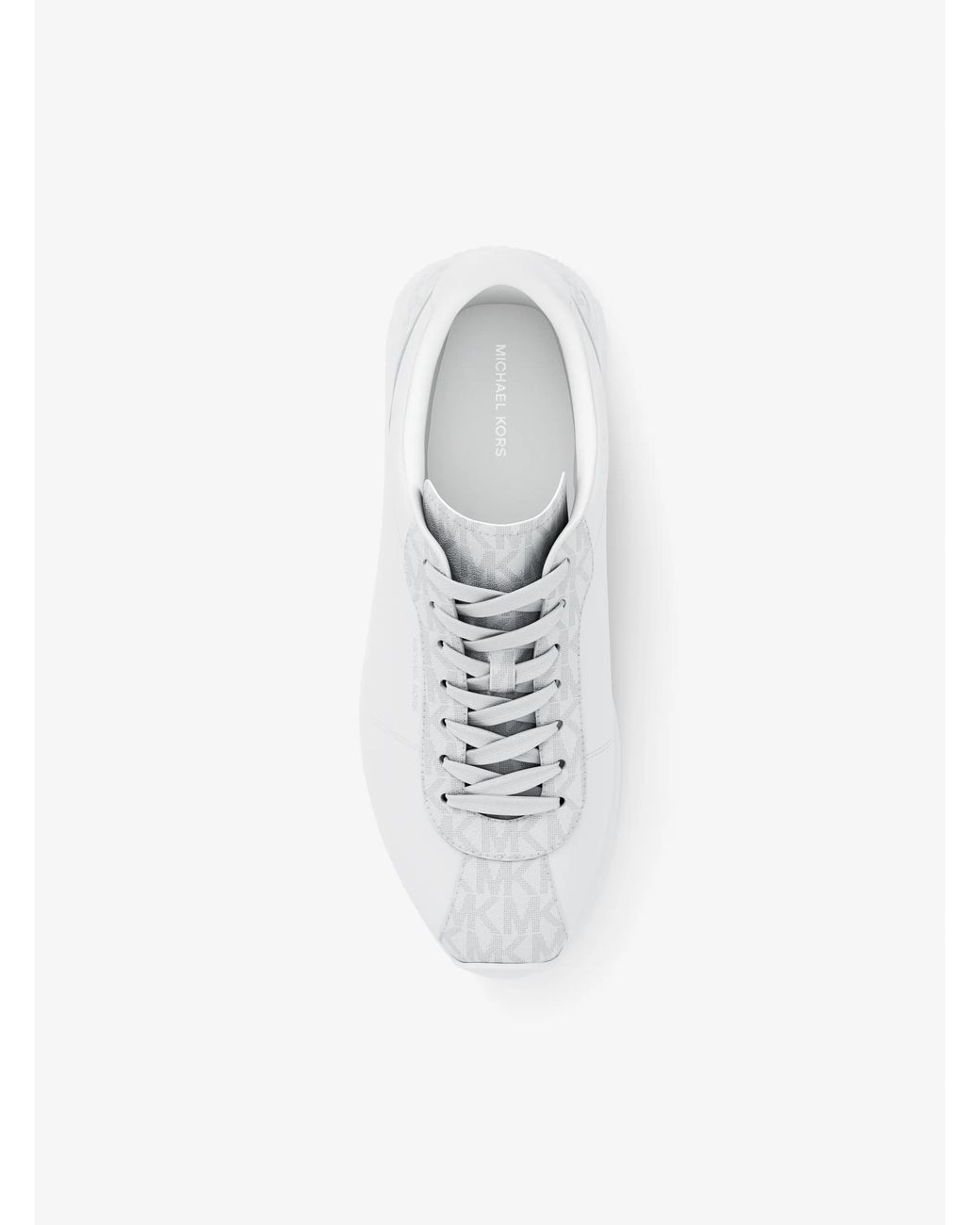 Michael Kors White Mk Rhodes Leather And Corded Twill Trainer for men