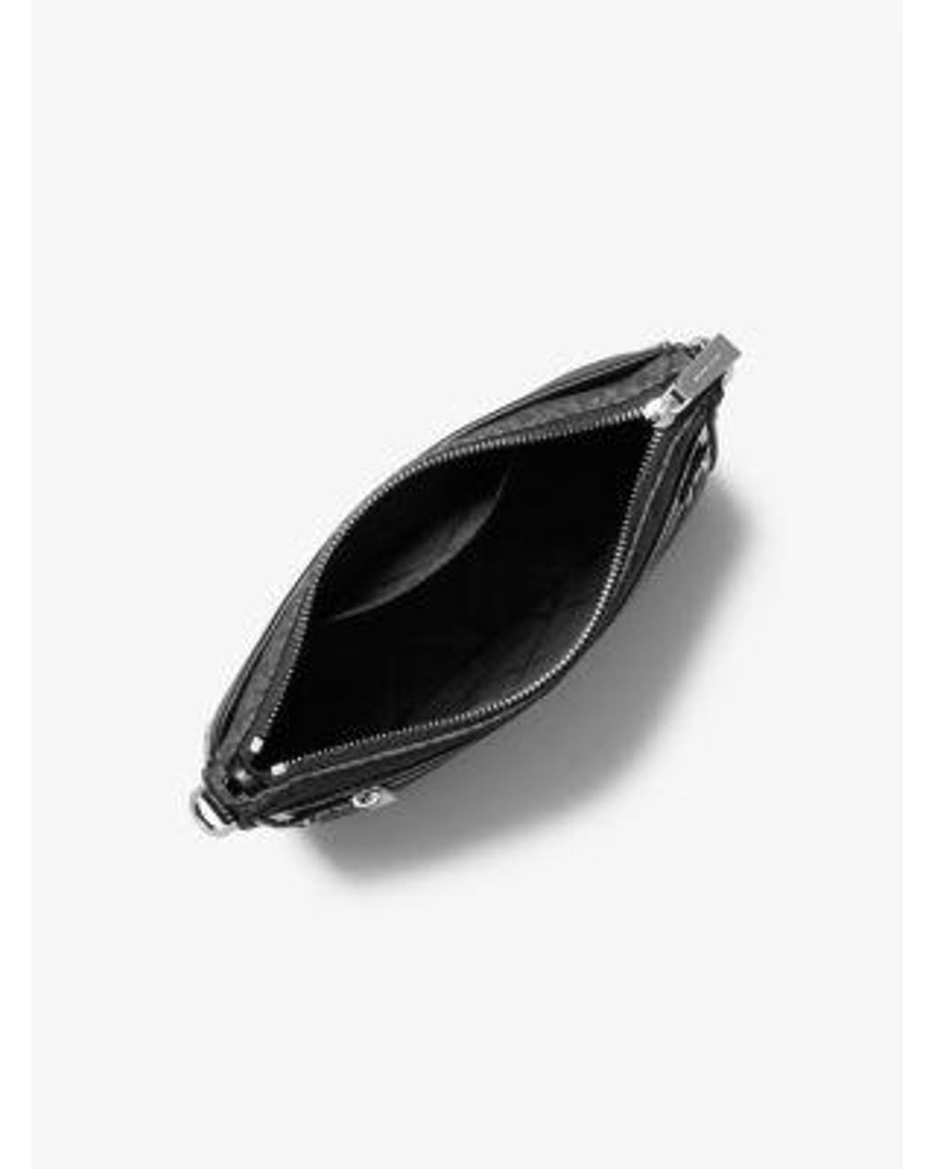 Michael Kors Black Jet Set Large Logo Print Woven Crossbody Bag