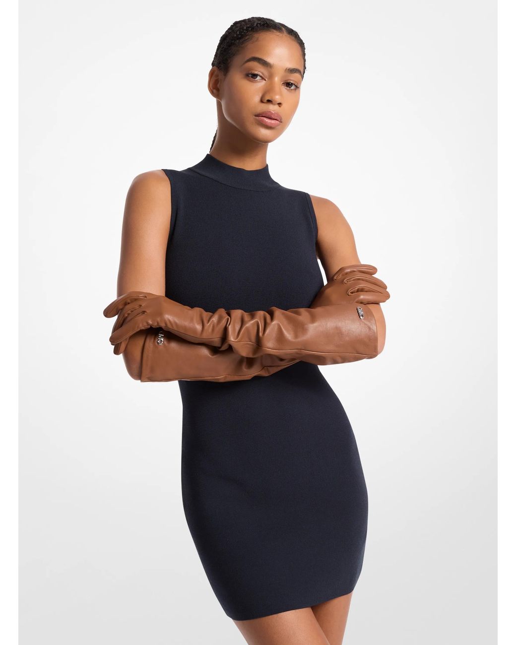 MICHAEL Michael Kors Brown Mk Leather Opera Gloves