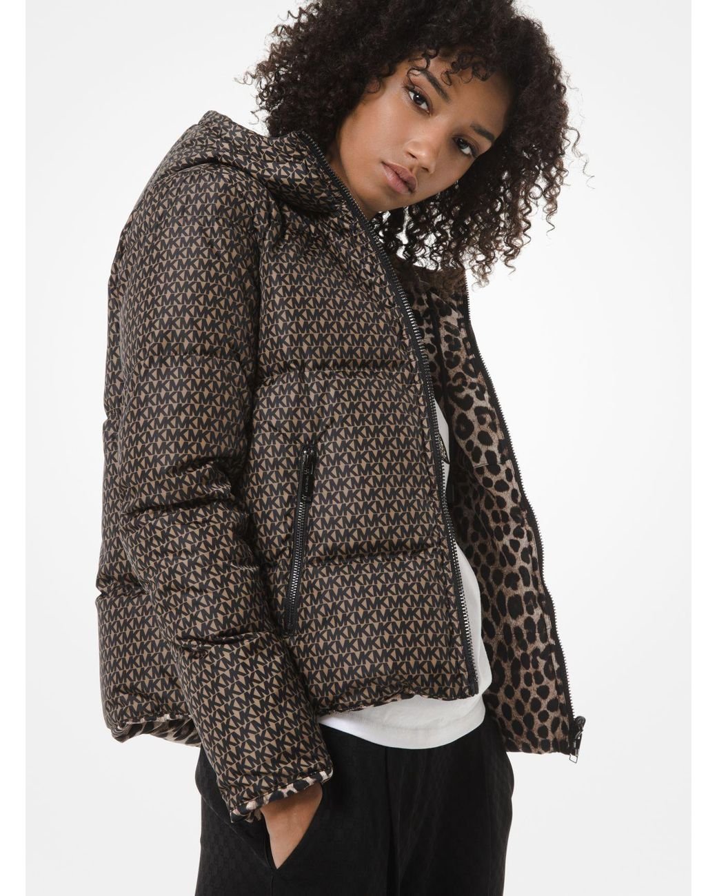Michael Kors Reversible Leopard And Logo Quilted Puffer Jacket | Lyst UK
