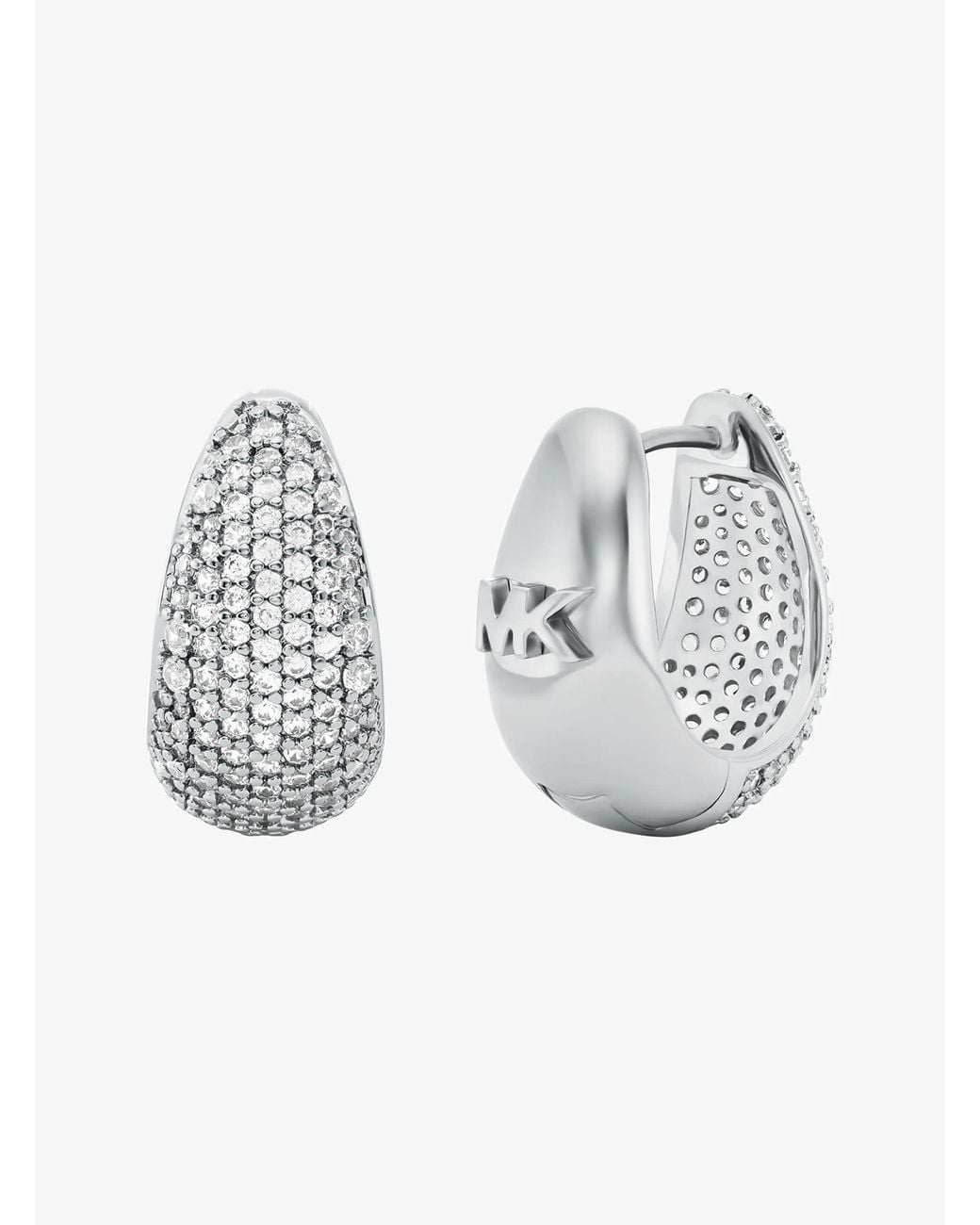 Michael Kors Metallic Precious Metal-Plated Brass Pavé Teardrop Huggie Earrings