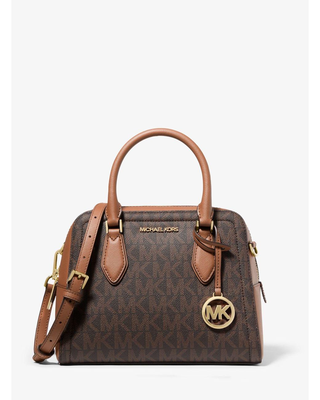 Michael Kors Ayden Medium Logo And Faux Leather Satchel in Brown | Lyst