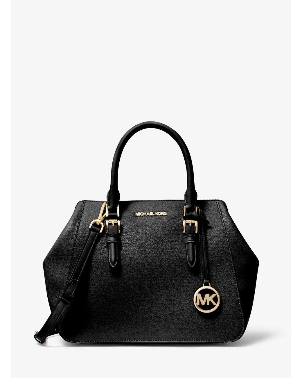 Michael Kors Charlotte Large Leather Satchel in Black Lyst