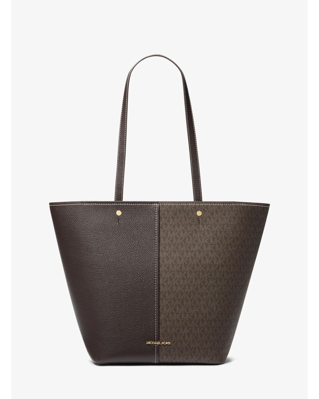 MICHAEL Michael Kors White Mk Flora Large Signature Logo And Leather Tote Bag
