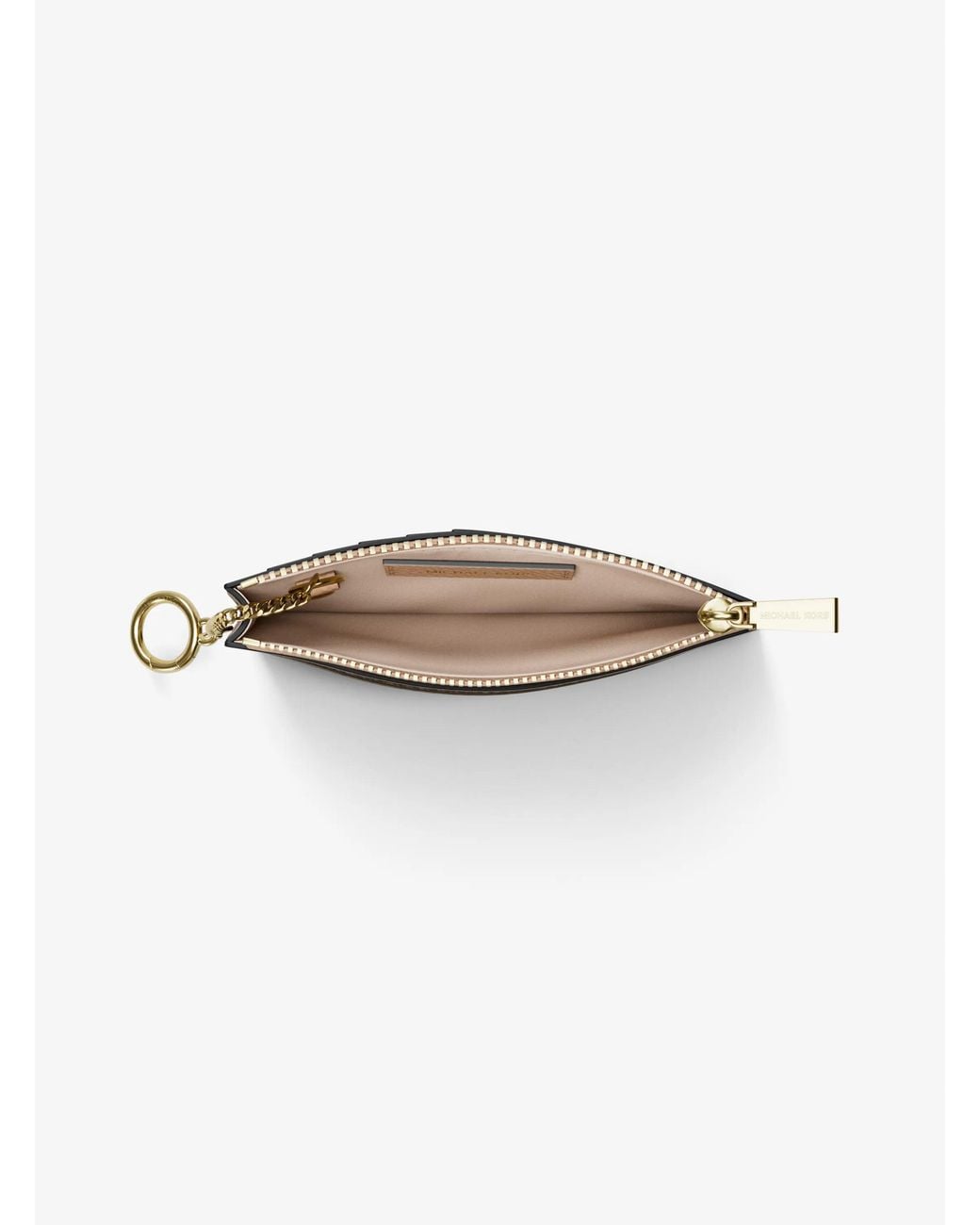 MICHAEL Michael Kors Natural Mk Jet Set Small Two-Tone Pebbled Leather Card Case
