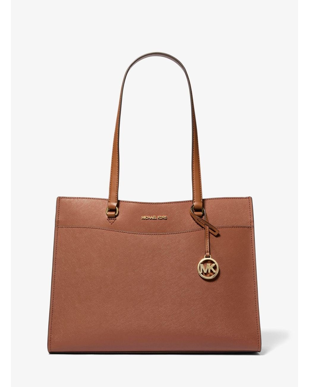 Michael Kors Jet Set Travel Large Saffiano Leather Pocket Tote Bag in Brown Lyst UK